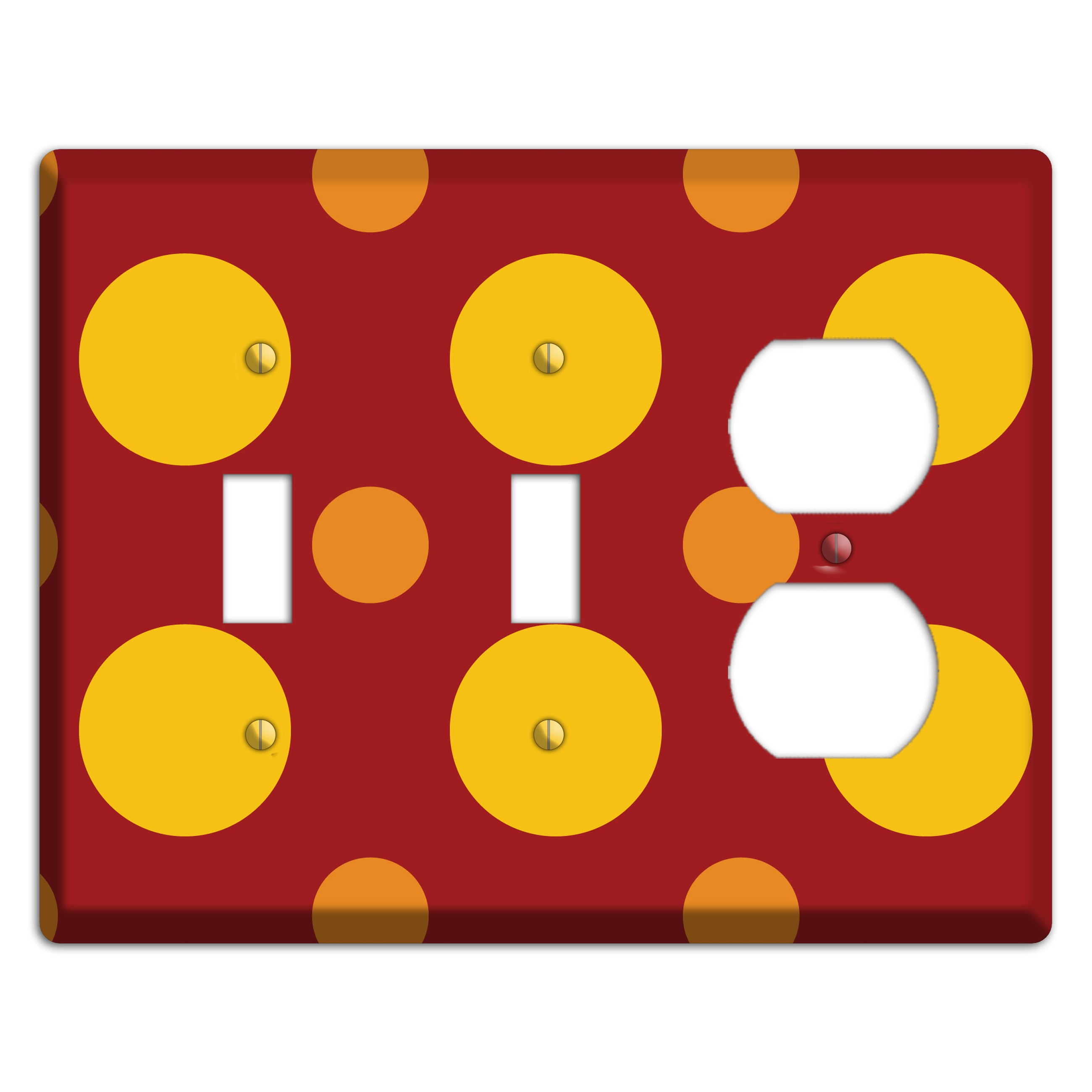 Red with Multi Orange Multi Medium Polka Dots 2 Toggle / Duplex Wallplate