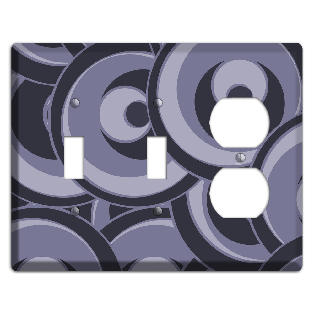 Black and Purple-grey Deco Circles 2 Toggle / Duplex Wallplate