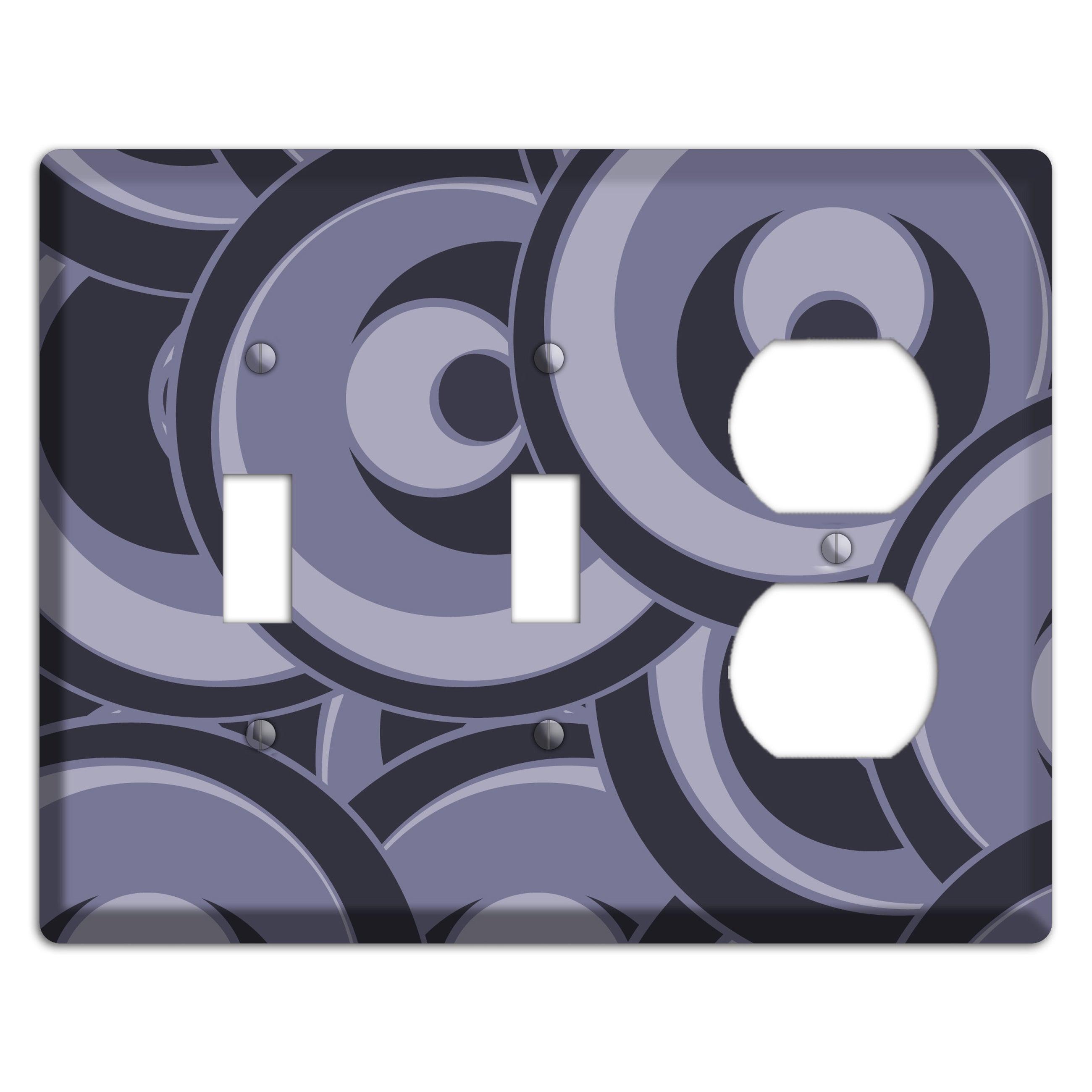 Black and Purple-grey Deco Circles 2 Toggle / Duplex Wallplate