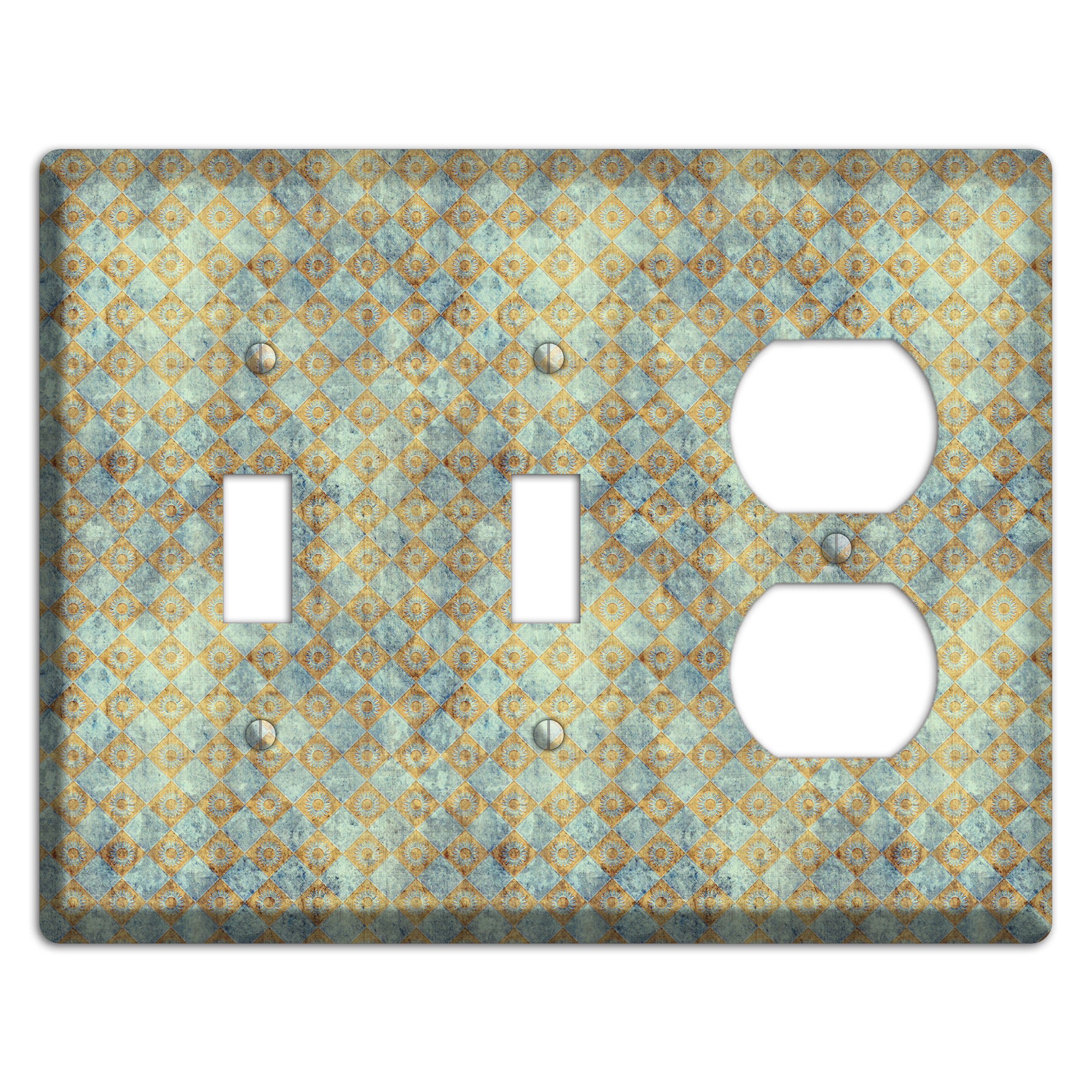 Green and Beige Diamond Circles 2 Toggle / Duplex Wallplate