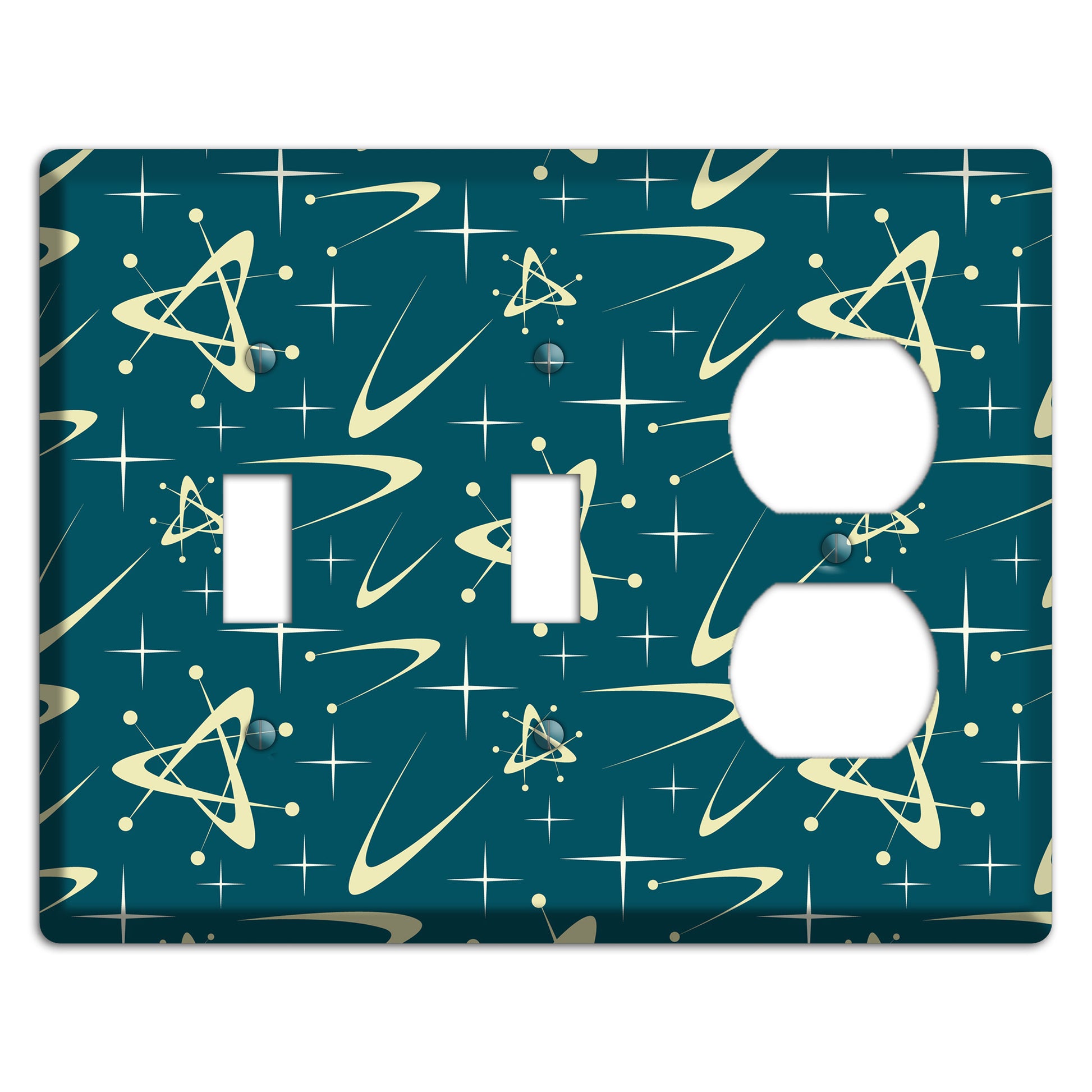 Teal and Yellow Atomic 2 Toggle / Duplex Wallplate