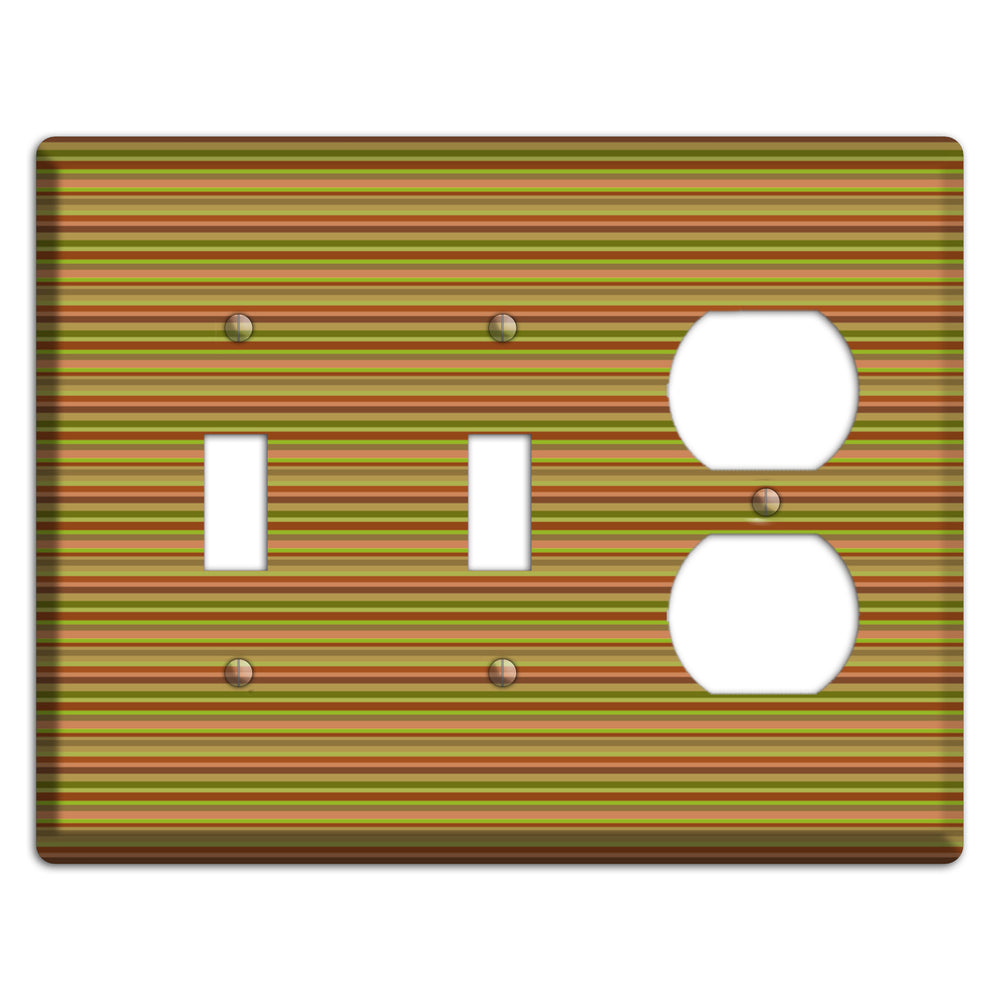 Multi Olive Burgundy Horizontal Stripes 2 Toggle / Duplex Wallplate