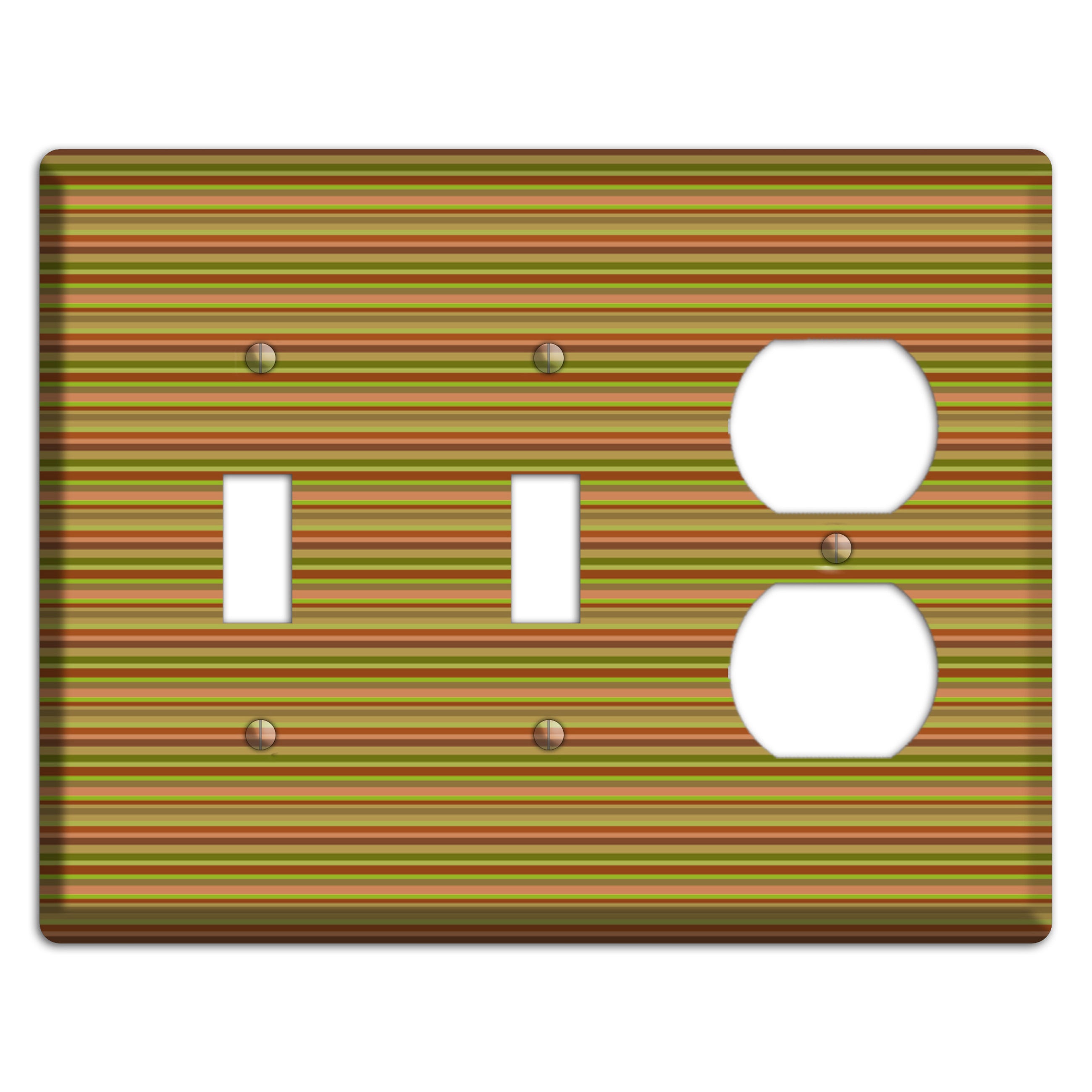 Multi Olive Burgundy Horizontal Stripes 2 Toggle / Duplex Wallplate