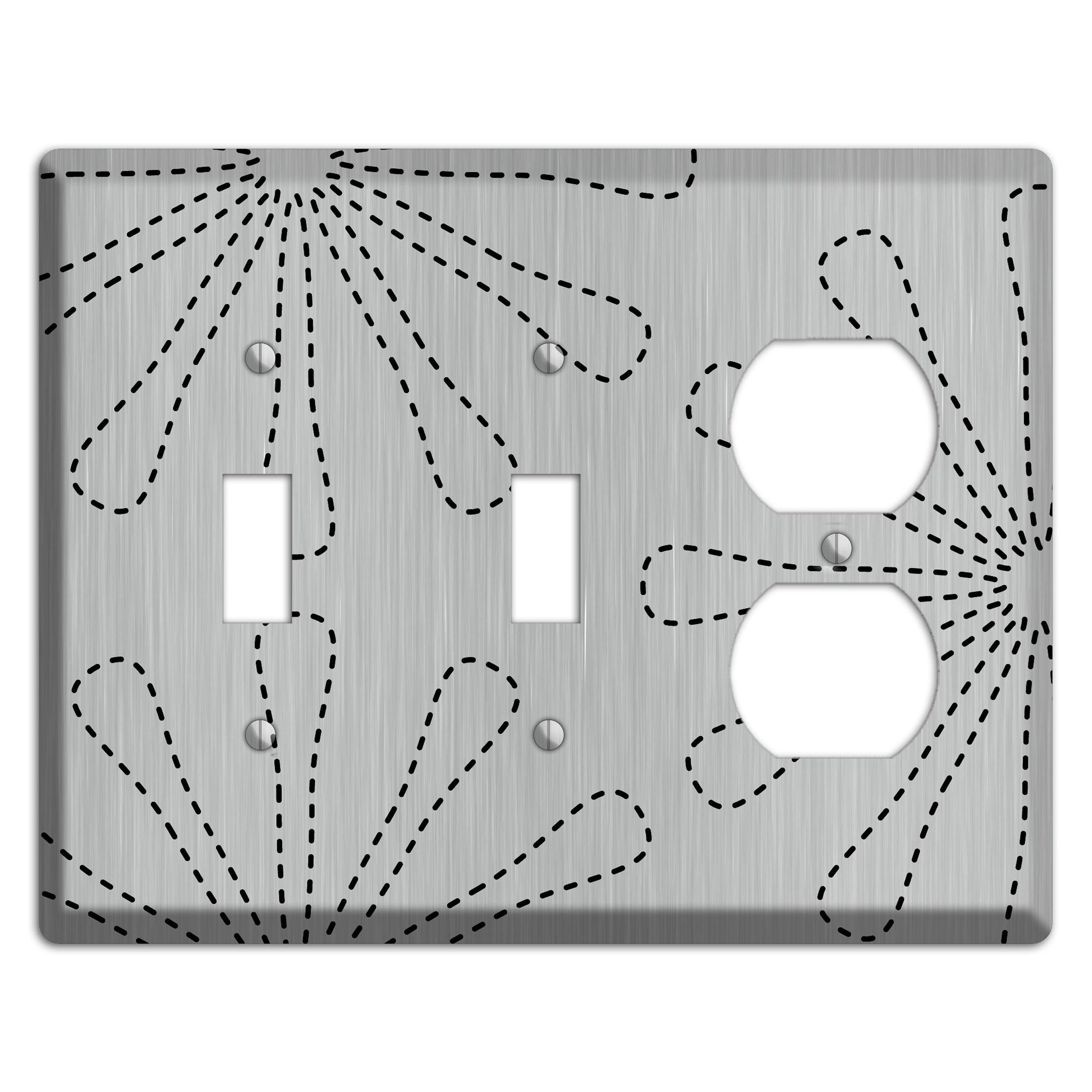 Retro Stipple Floral  Stainless 2 Toggle / Duplex Wallplate