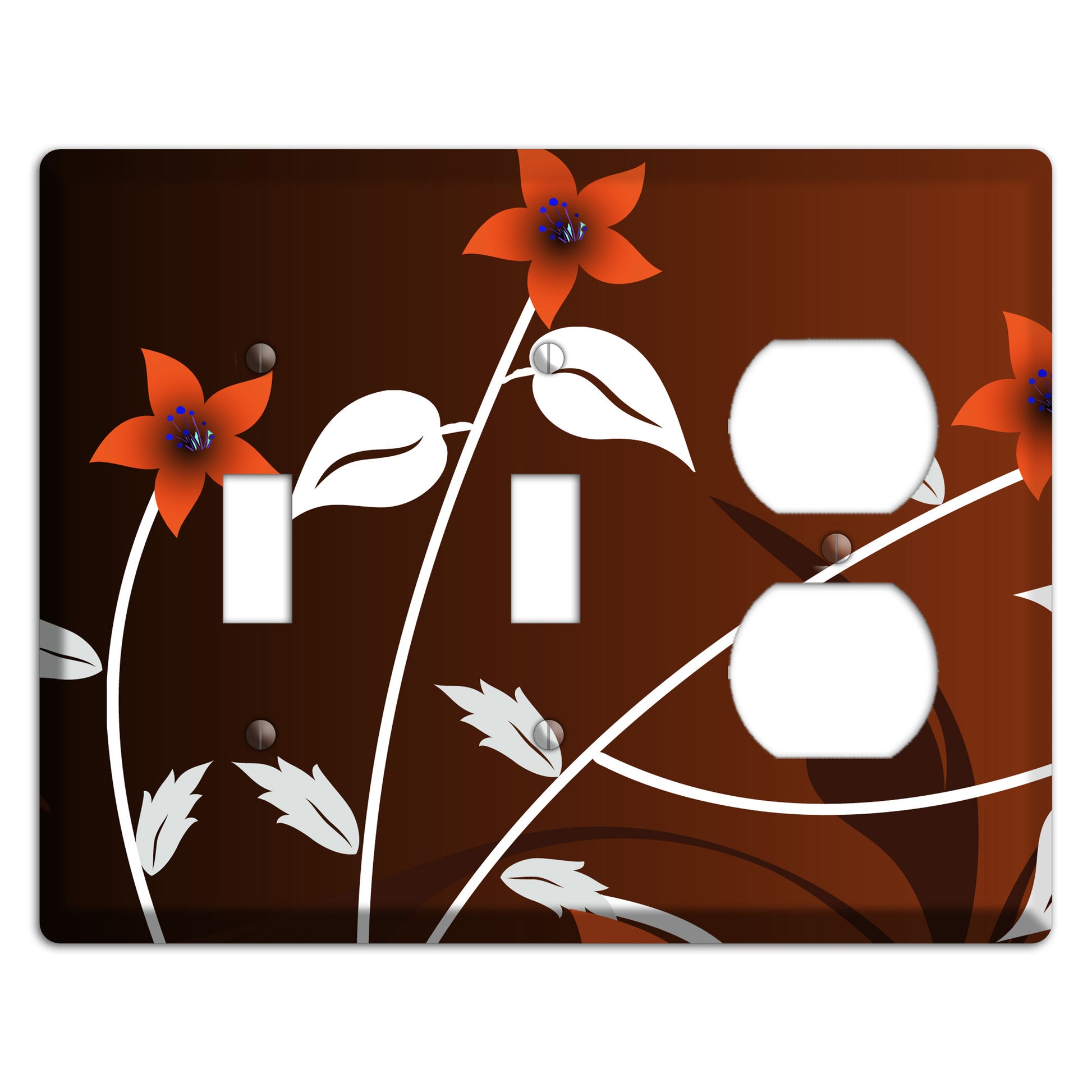 Black and Red Double Sprig 2 Toggle / Duplex Wallplate