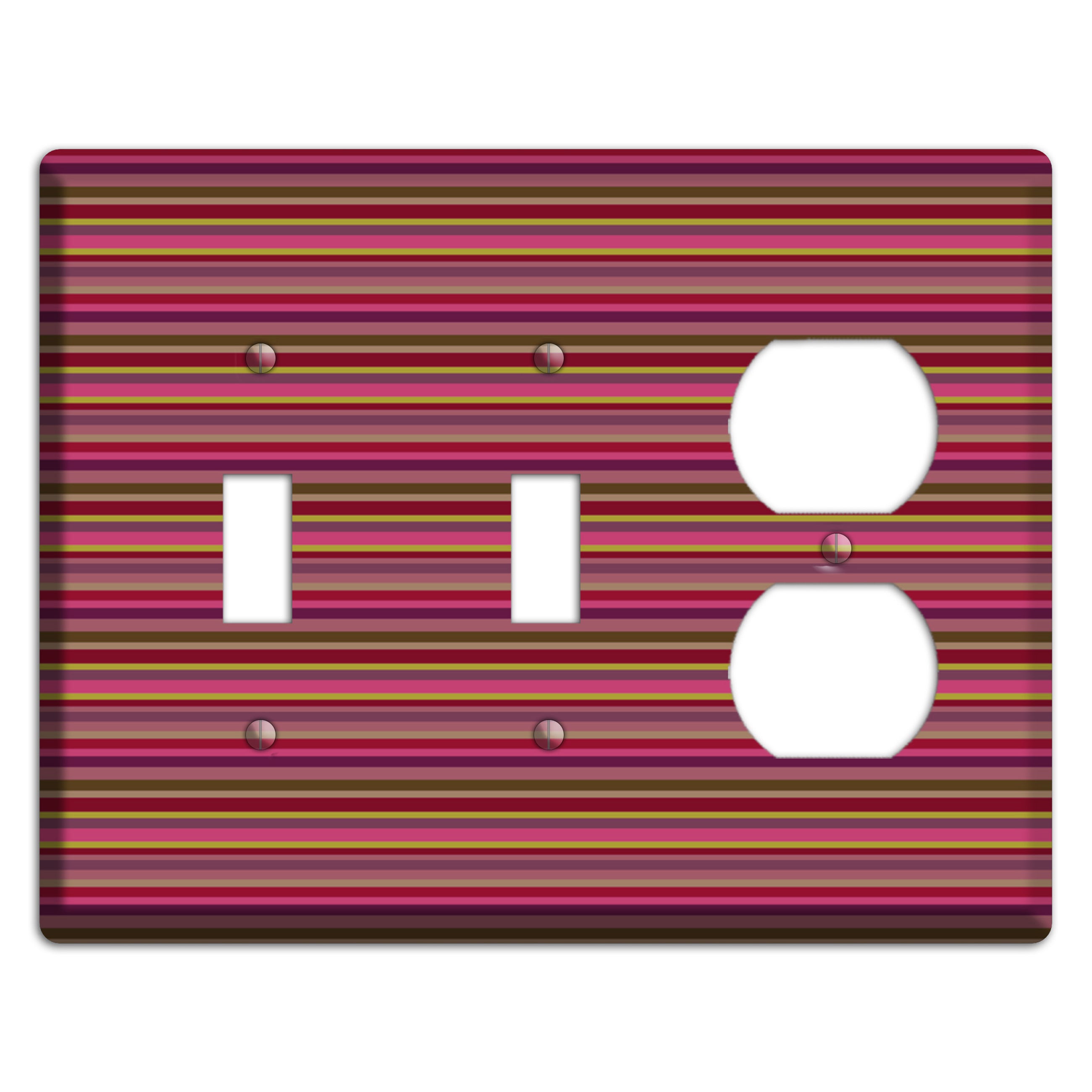 Fuschia Multi Horizontal Stripes 2 Toggle / Duplex Wallplate