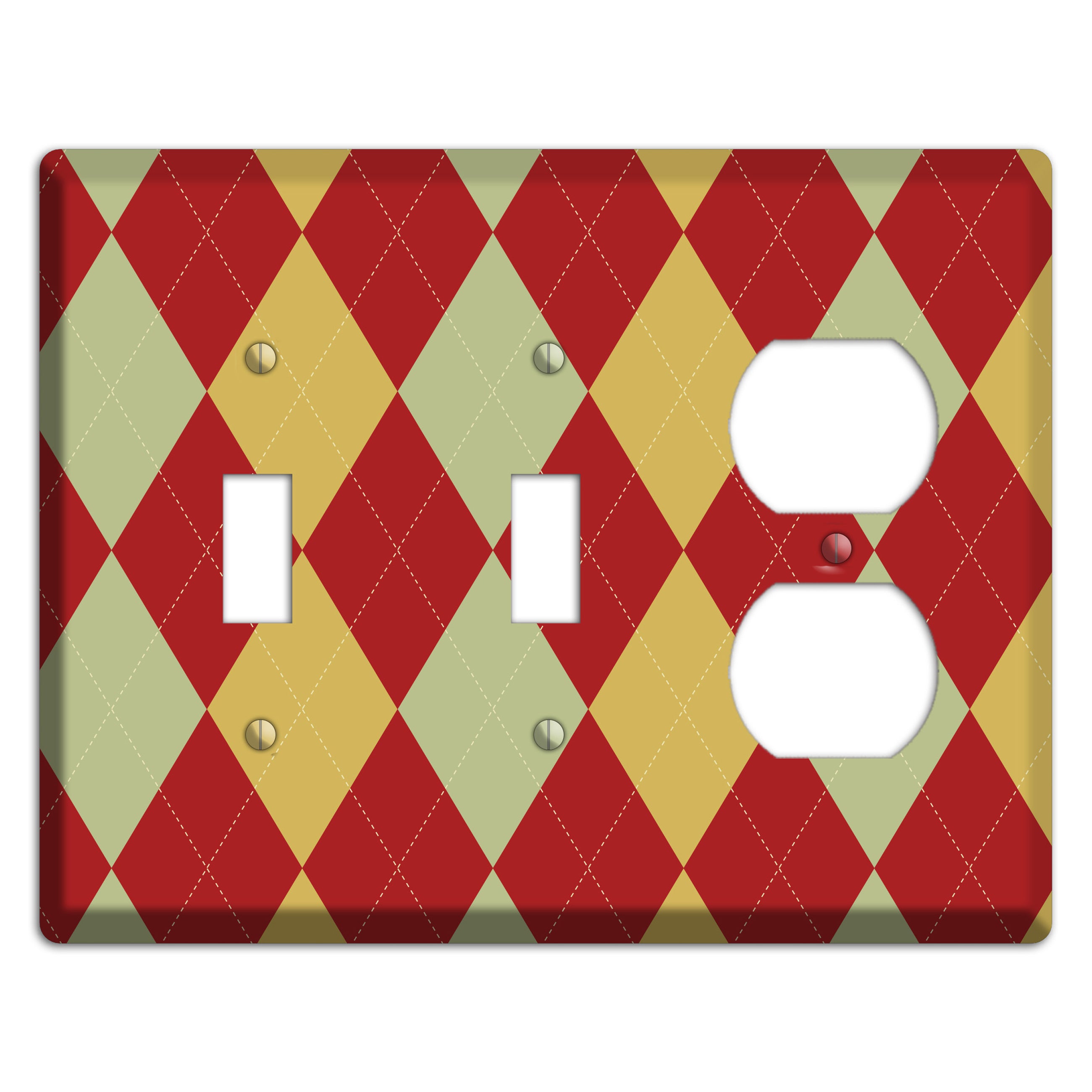 Burnt Orange and Light Green Argyle 2 Toggle / Duplex Wallplate