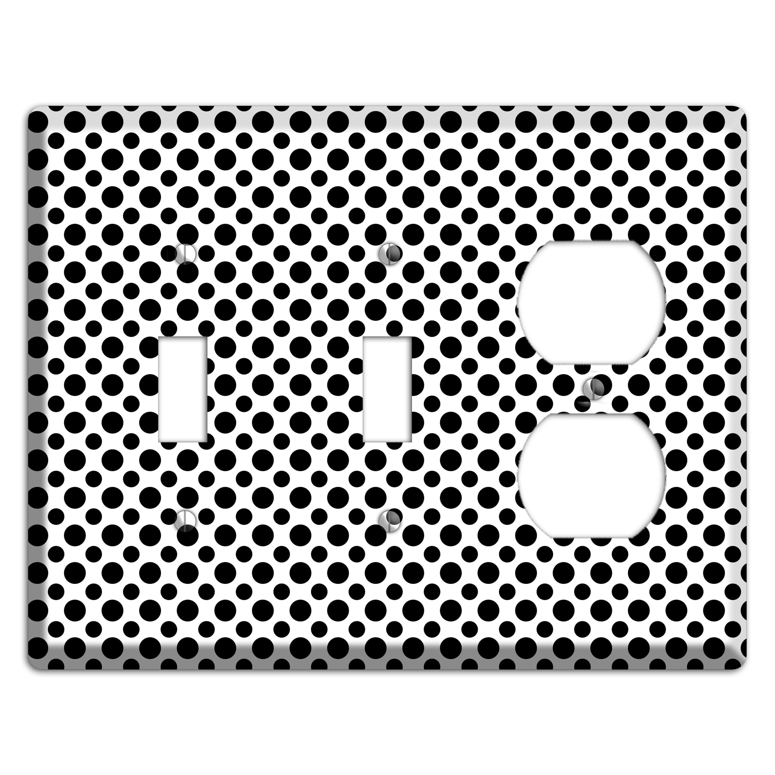 White with Black Multi Small Polka Dots 2 Toggle / Duplex Wallplate