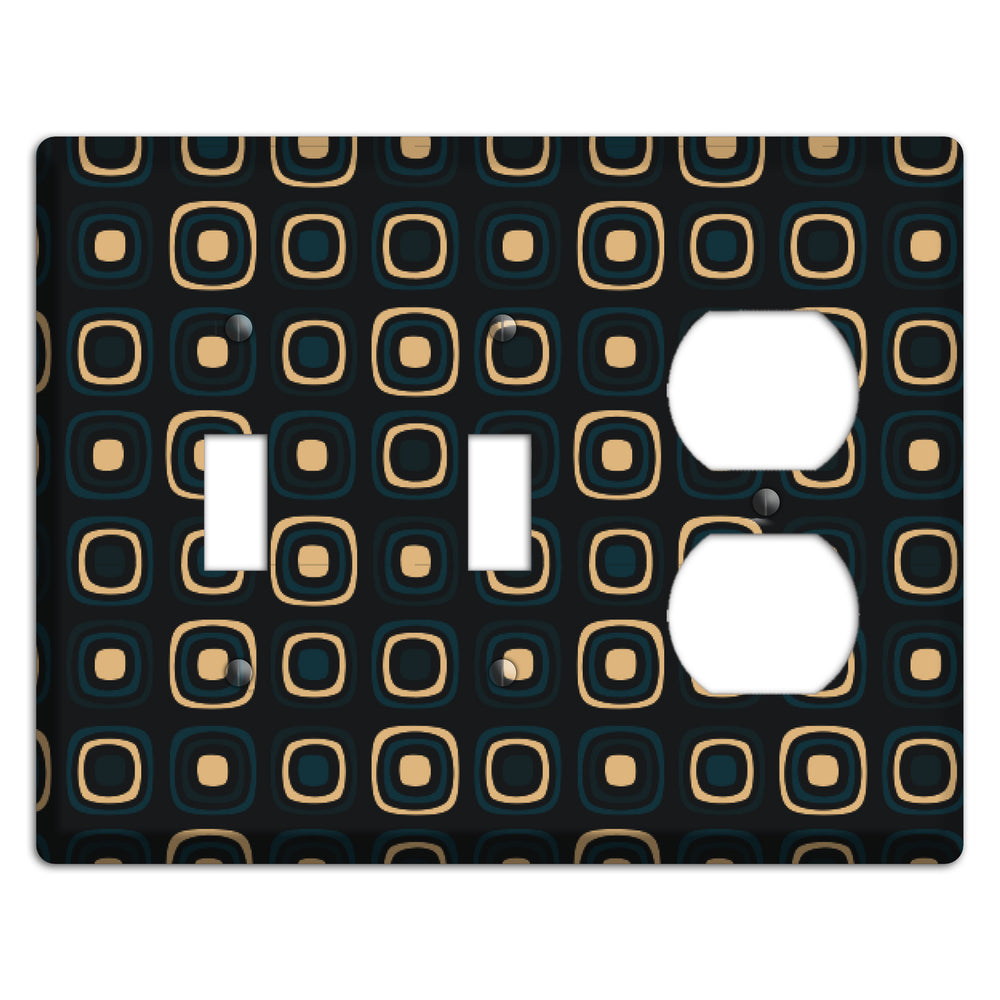 Black and Yellow Rounded Squares 2 Toggle / Duplex Wallplate