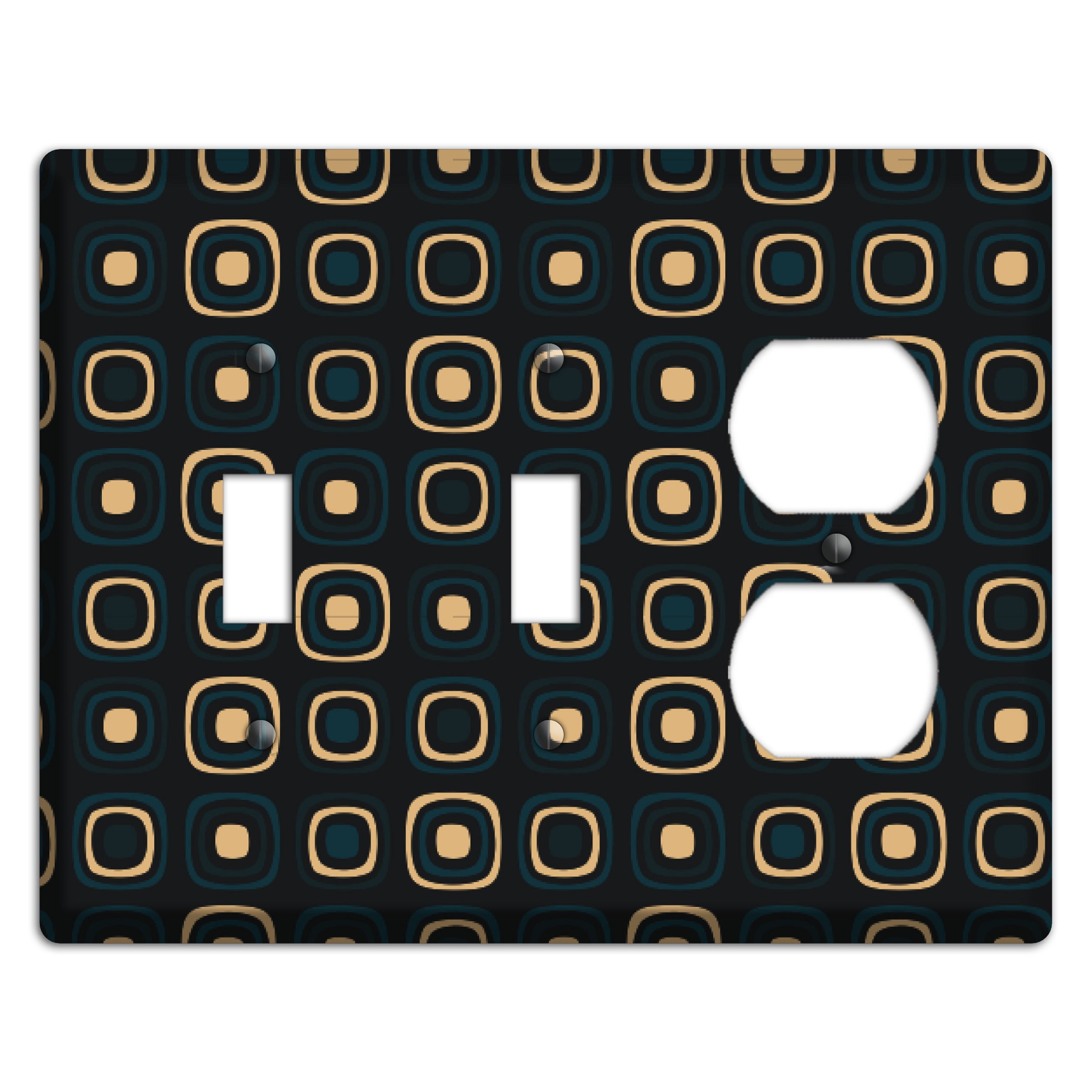 Black and Yellow Rounded Squares 2 Toggle / Duplex Wallplate
