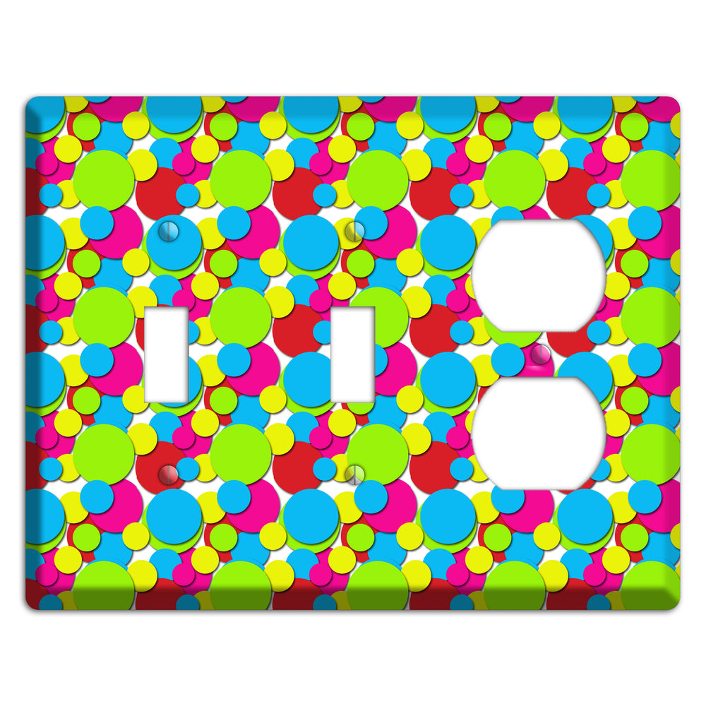Turquoise Fuschia Lime Red Yellow Bubble Dots 2 Toggle / Duplex Wallplate