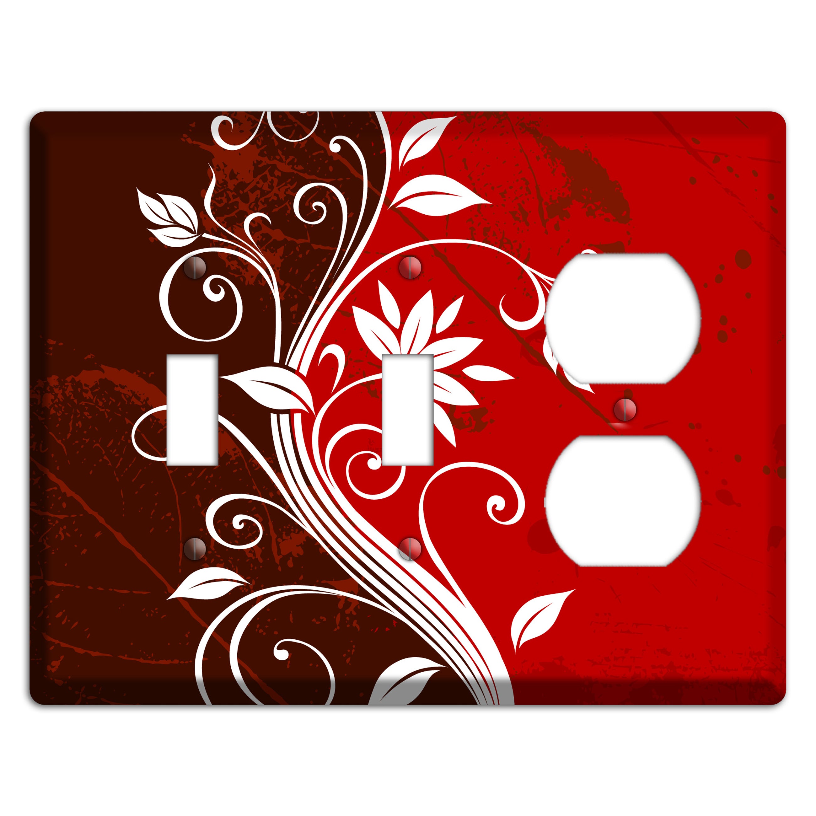 Burgundy and Red Deco Floral 2 Toggle / Duplex Wallplate