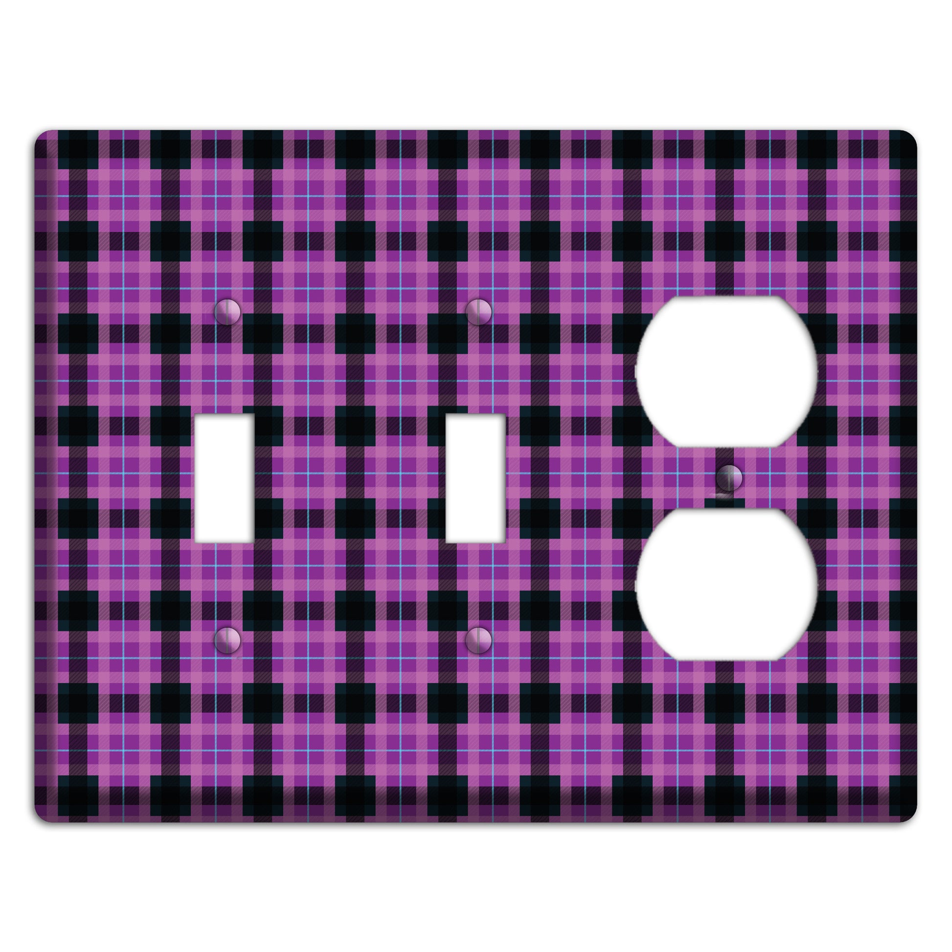 Purple and Black Plaid 2 Toggle / Duplex Wallplate