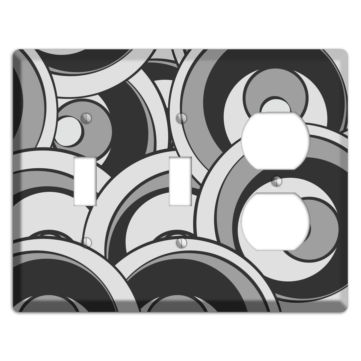 Black and Grey Deco Circles 2 Toggle / Duplex Wallplate