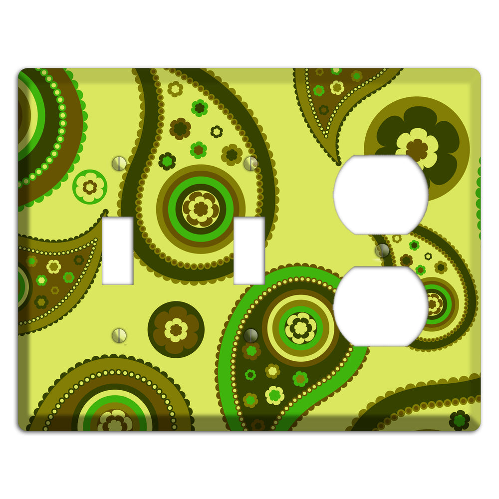 Bright Green Paisley 2 Toggle / Duplex Wallplate