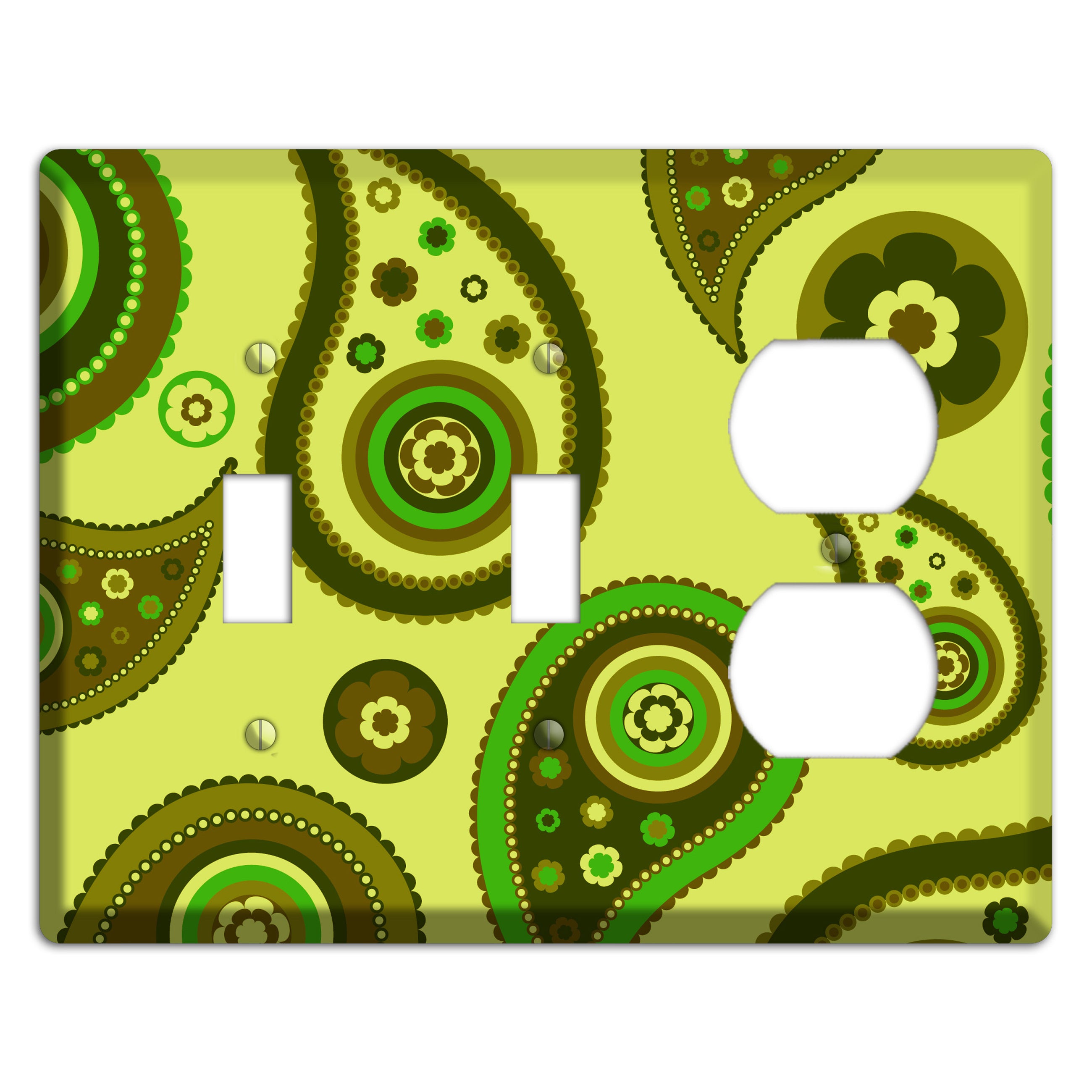 Bright Green Paisley 2 Toggle / Duplex Wallplate