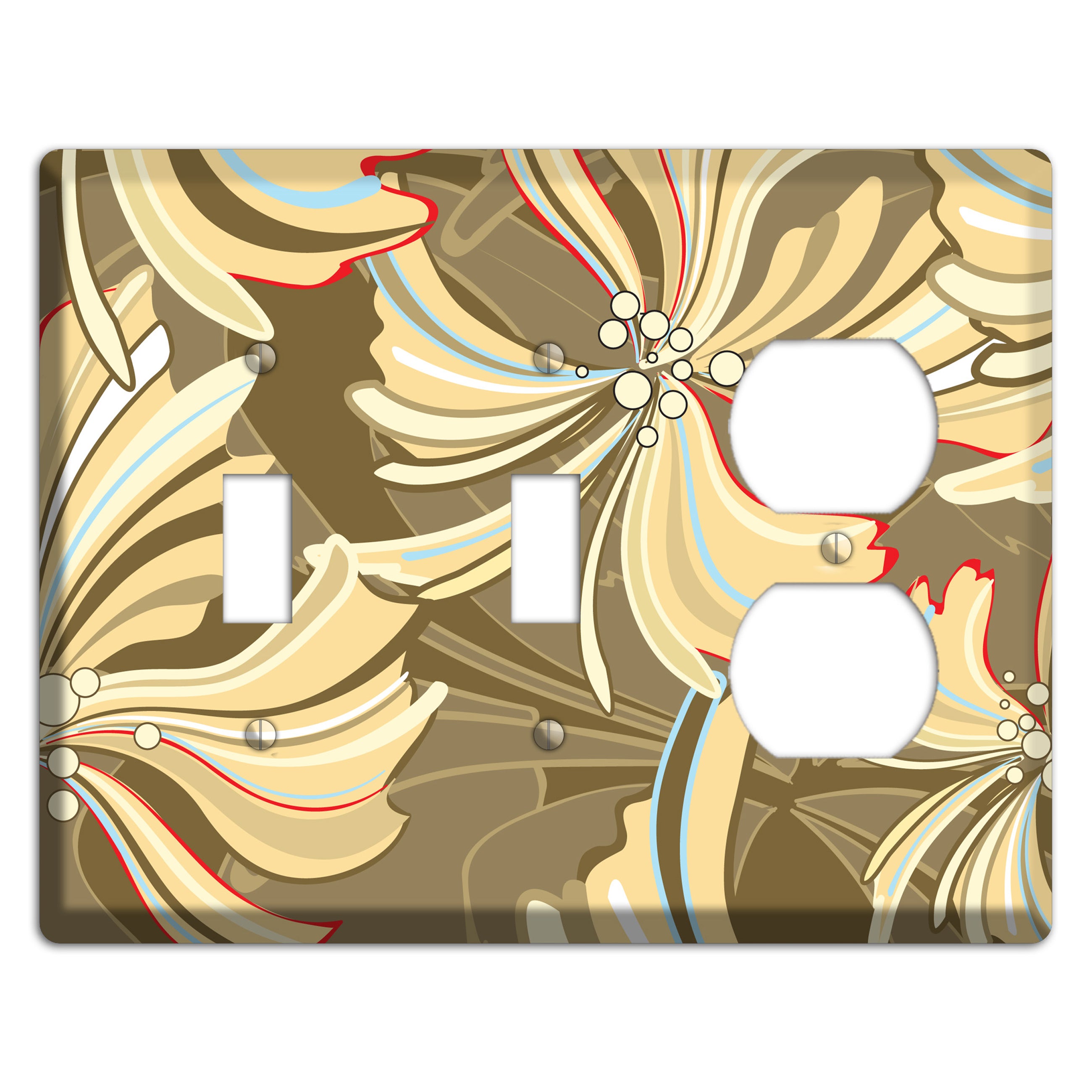 Brown Deco Blossoms 2 Toggle / Duplex Wallplate