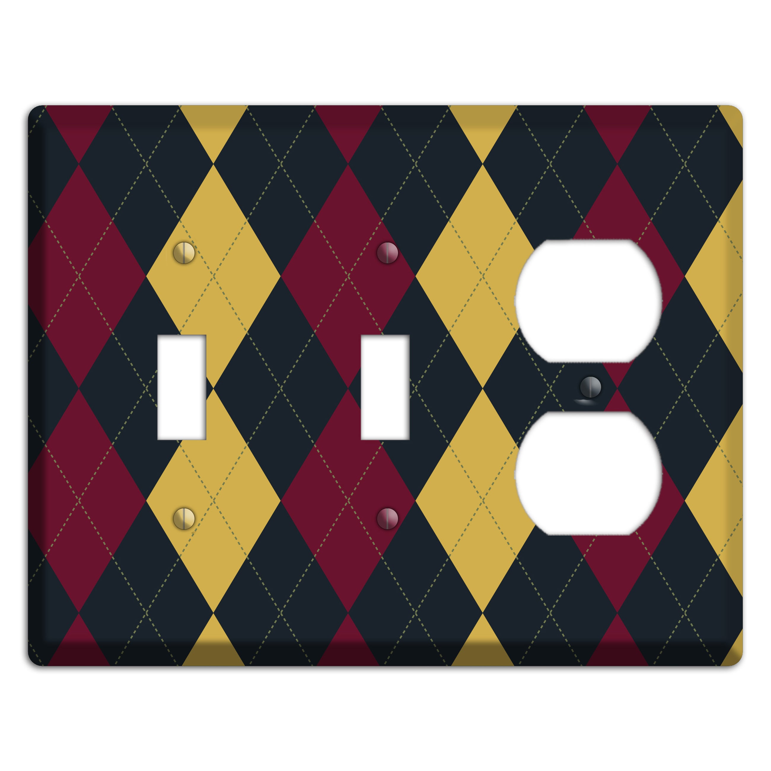 Deep Red and Yellow Argyle 2 Toggle / Duplex Wallplate
