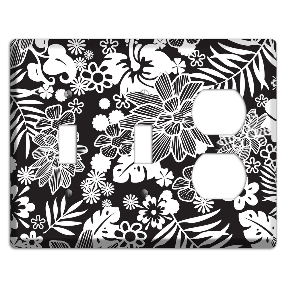 Black with White Tropical 2 Toggle / Duplex Wallplate