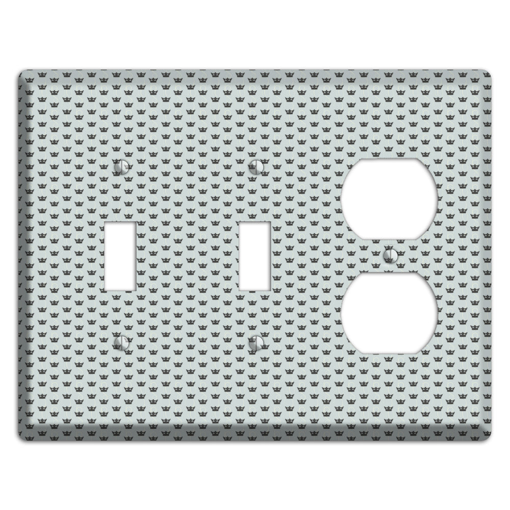 Dusty Blue with Crowns 2 Toggle / Duplex Wallplate