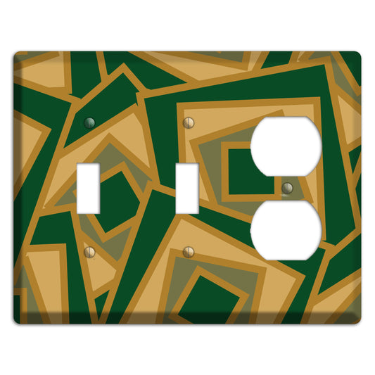 Green and Beige Retro Cubist 2 Toggle / Duplex Wallplate