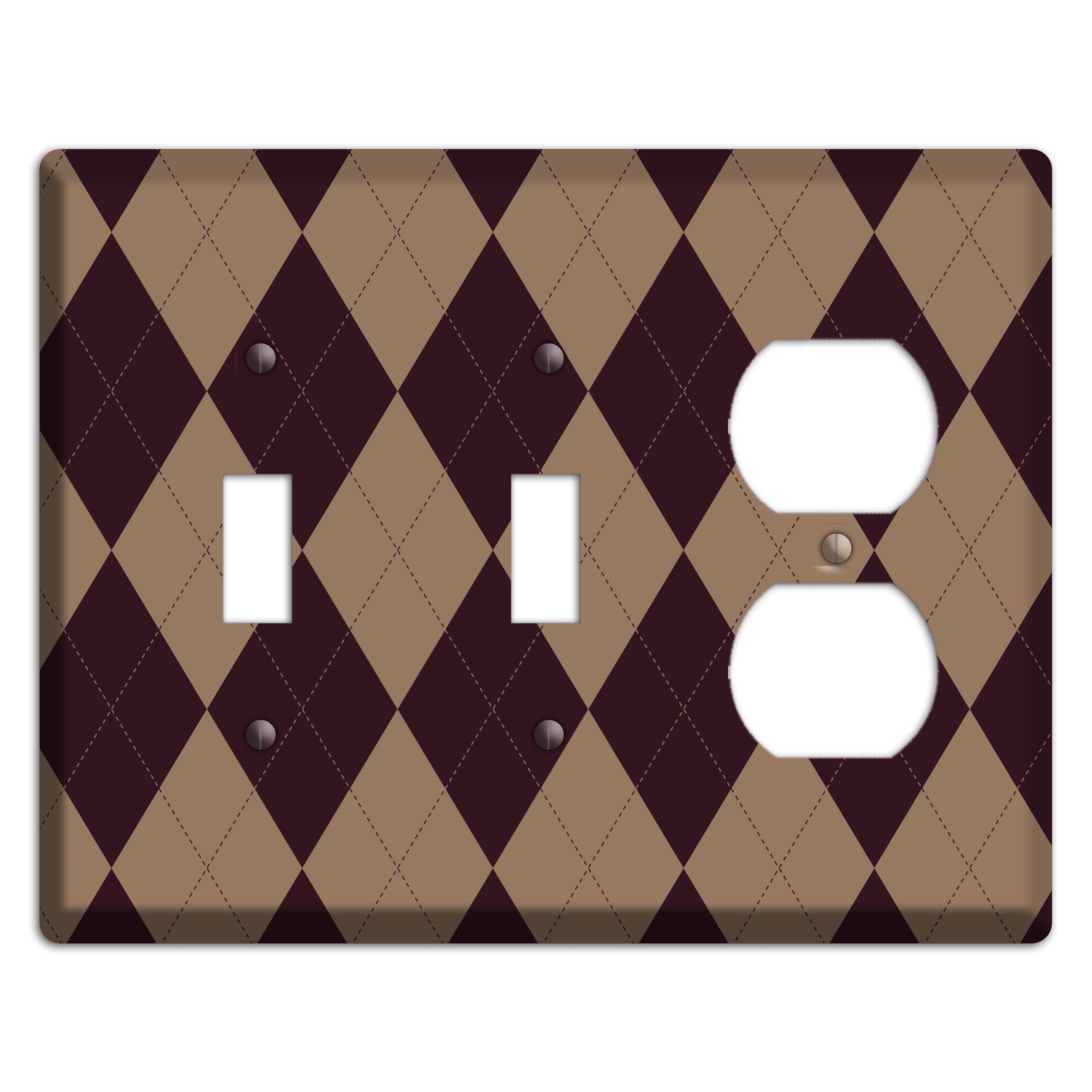 Burguny and Beige Argyle 2 Toggle / Duplex Wallplate