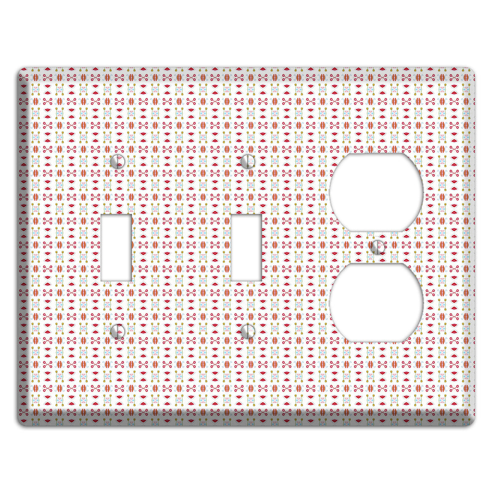 White Red Blue Olive Retro 2 Toggle / Duplex Wallplate