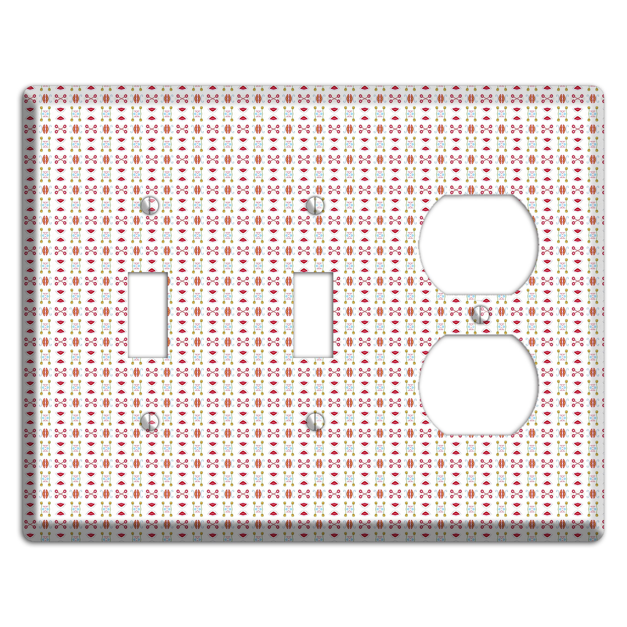 White Red Blue Olive Retro 2 Toggle / Duplex Wallplate
