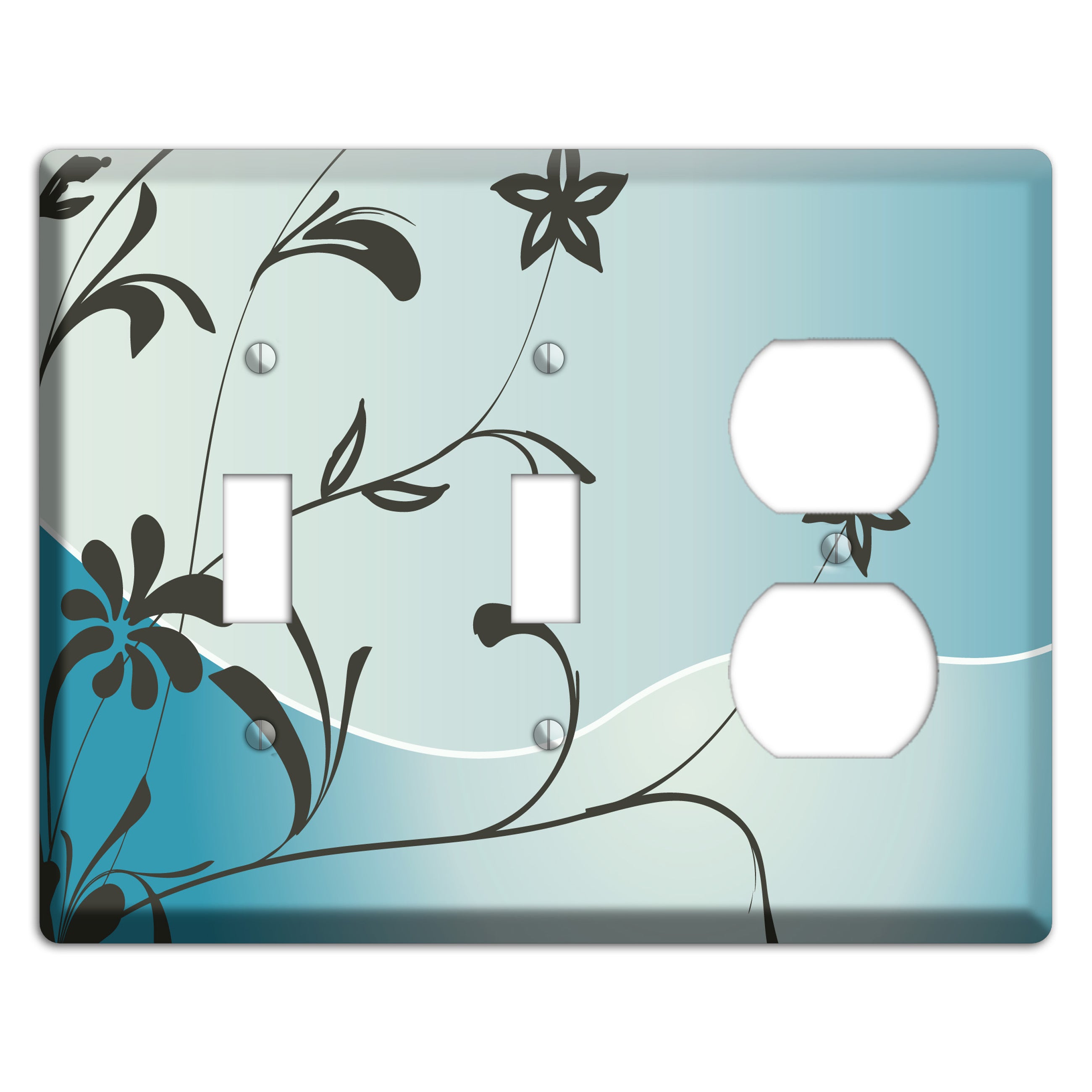 Blue-grey Flowers 2 Toggle / Duplex Wallplate