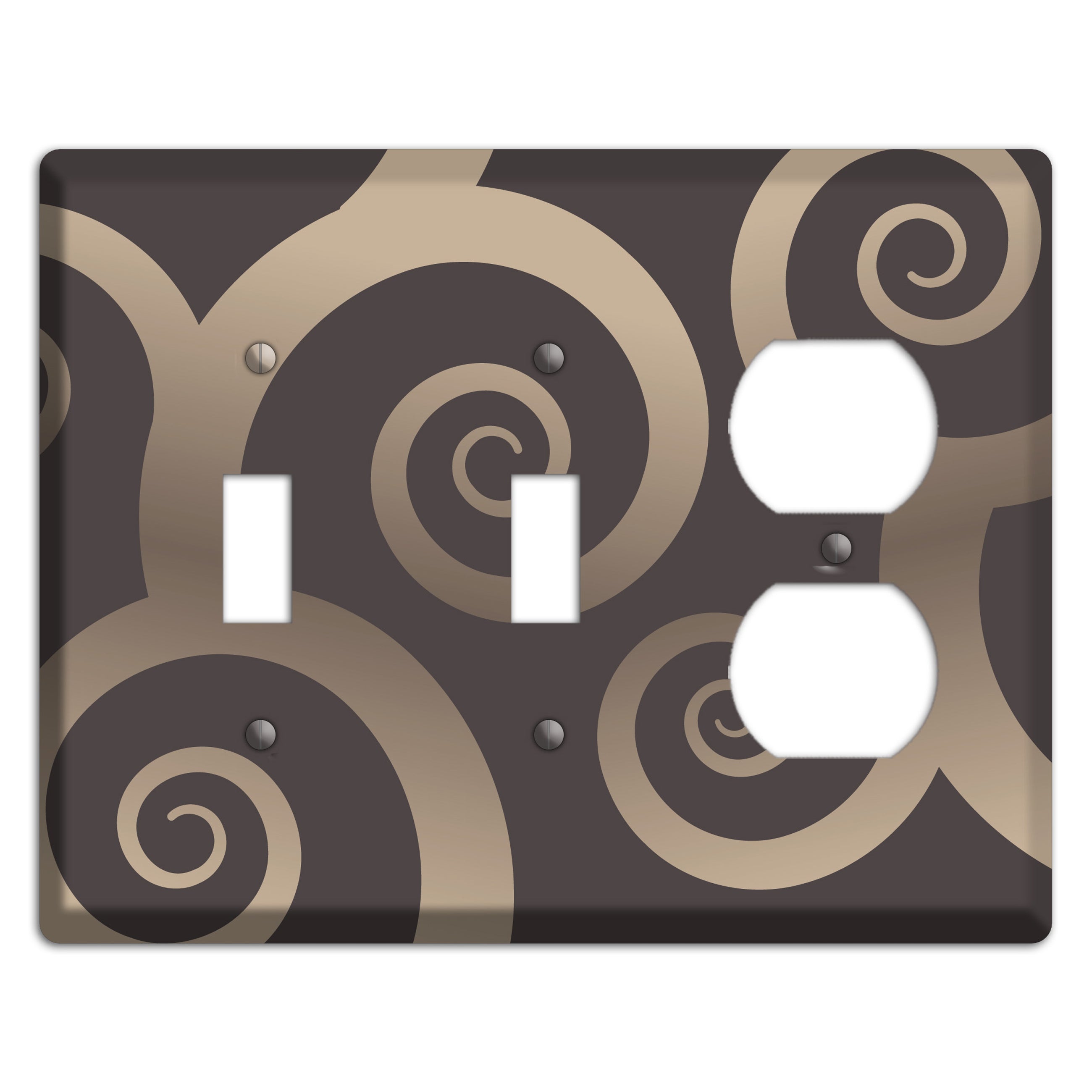 Brown with Beige Large Swirl 2 Toggle / Duplex Wallplate