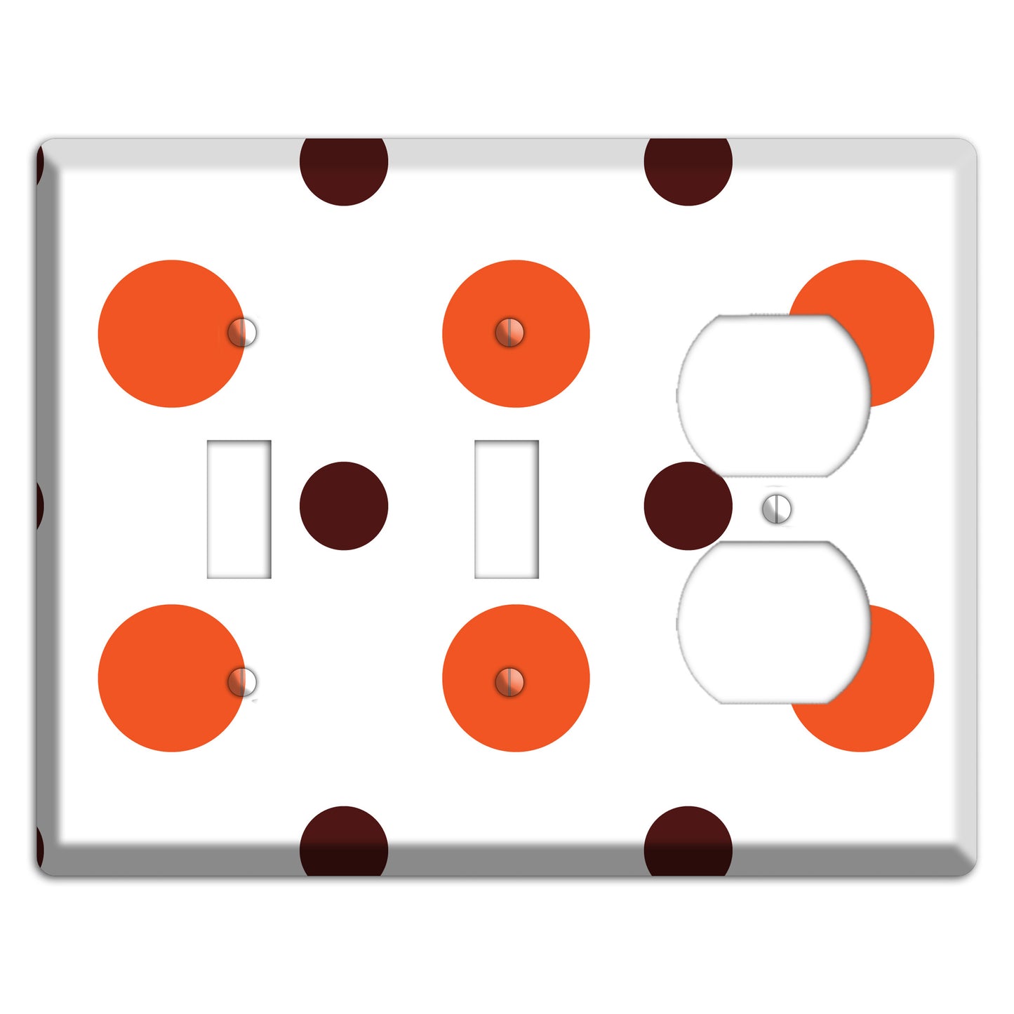 Coral and Brown Multi Medium Polka Dots 2 2 Toggle / Duplex Wallplate