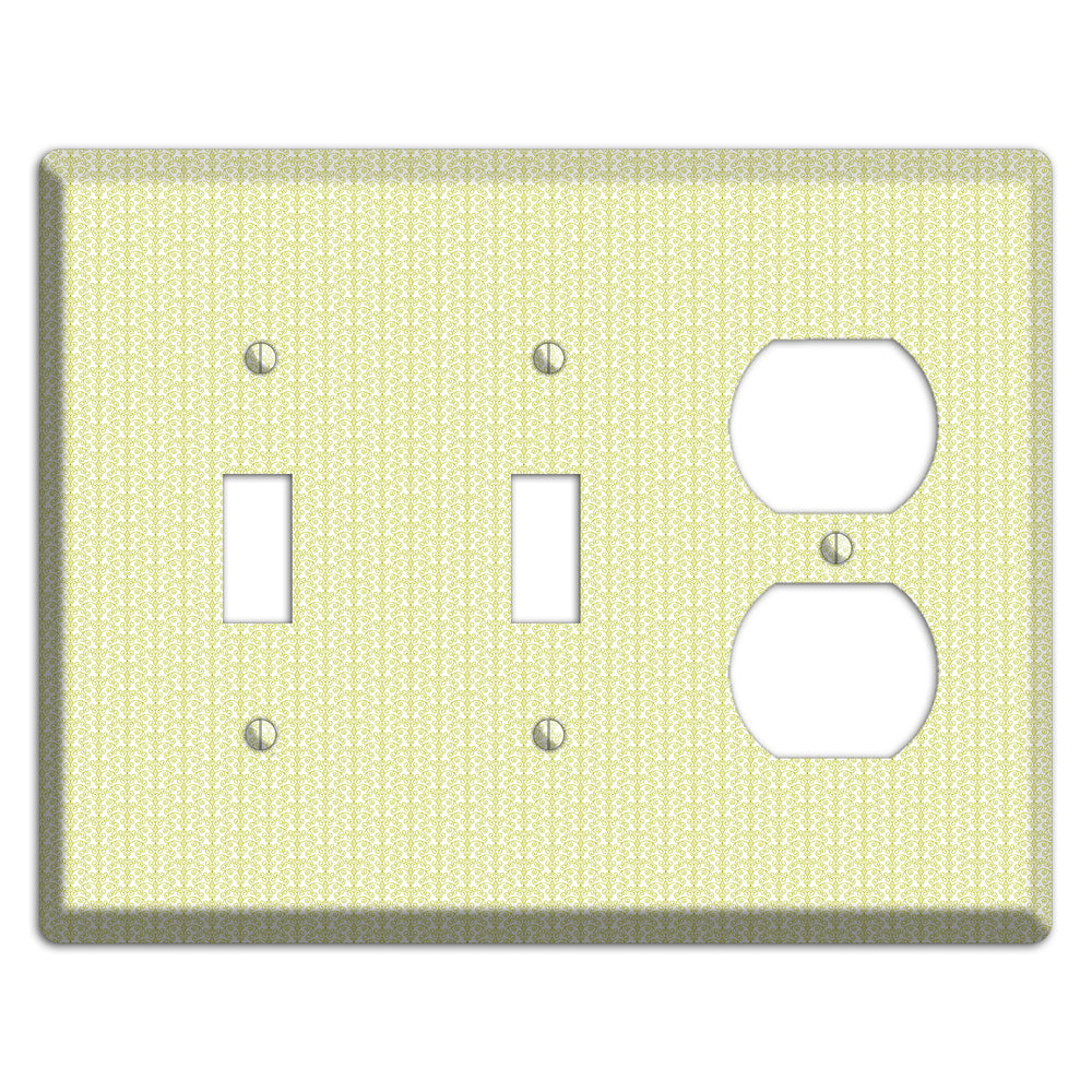 Olive Tiny Toile Half Drop 2 Toggle / Duplex Wallplate
