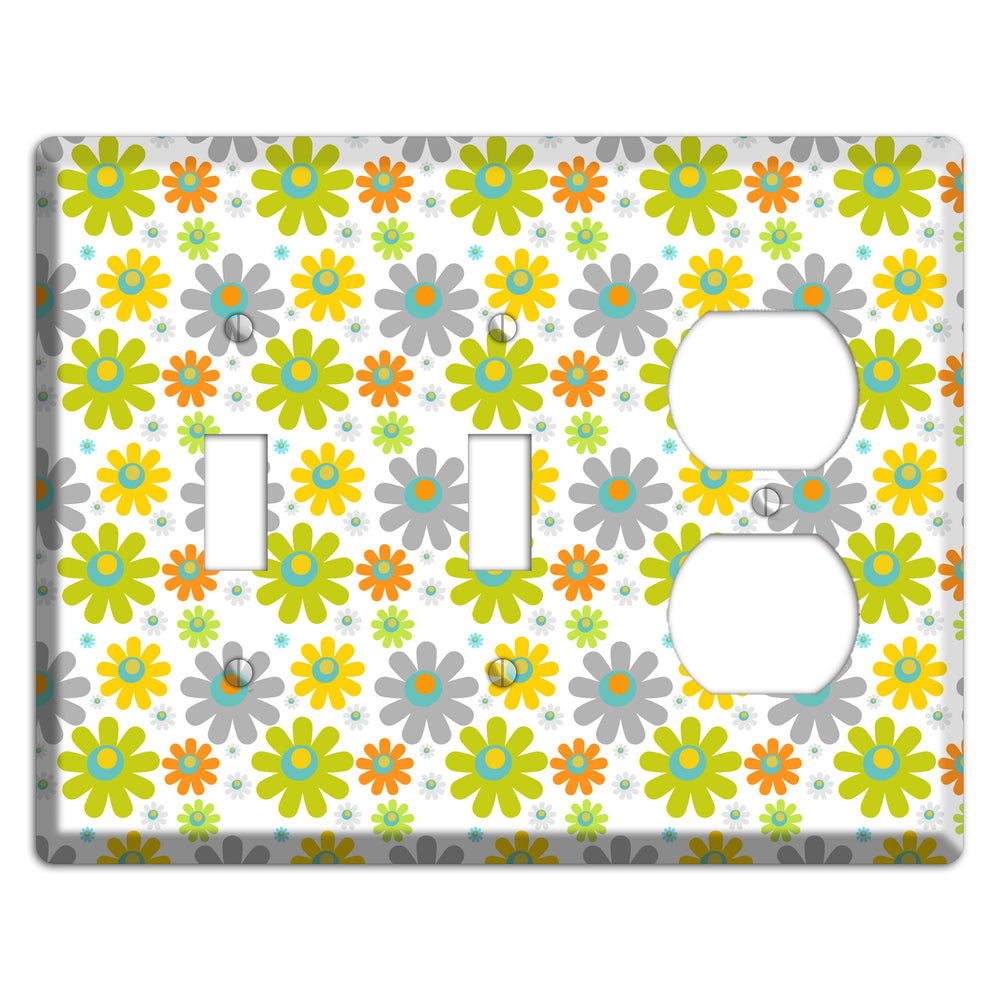 White and Yellow Flower Power 2 Toggle / Duplex Wallplate