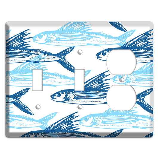 Multi-Blue Fish 2 Toggle / Duplex Wallplate