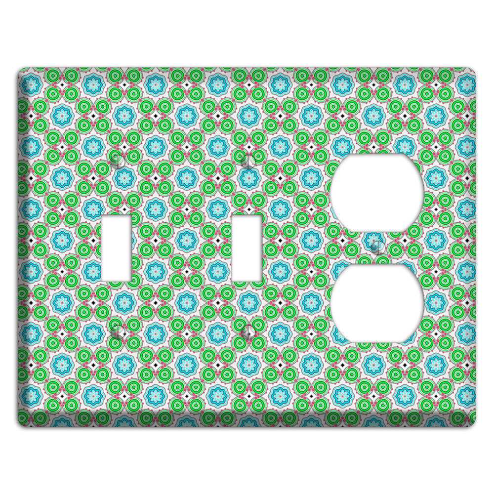 Green and Blue Foulard 2 Toggle / Duplex Wallplate