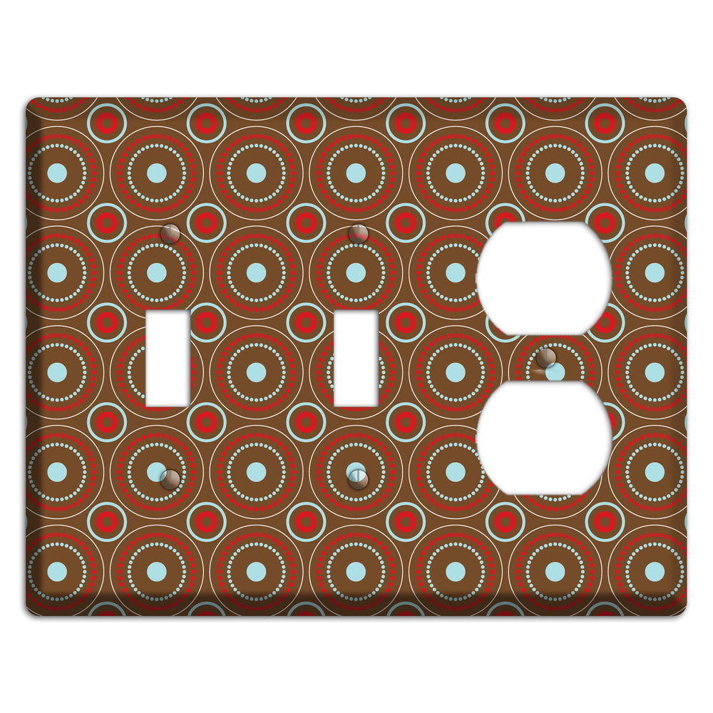 Brown with Red and Dusty Blue Retro Suzani 2 Toggle / Duplex Wallplate