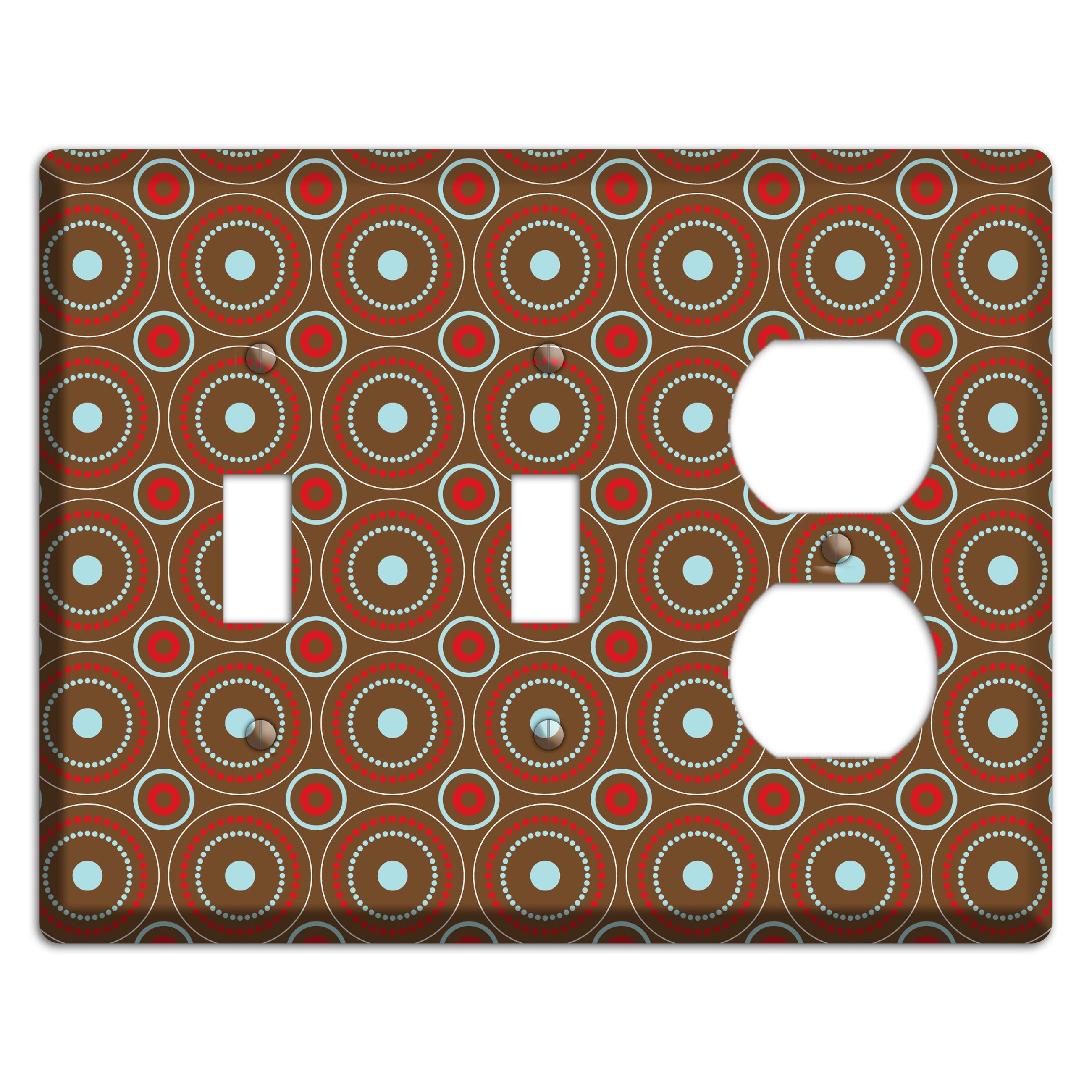 Brown with Red and Dusty Blue Retro Suzani 2 Toggle / Duplex Wallplate