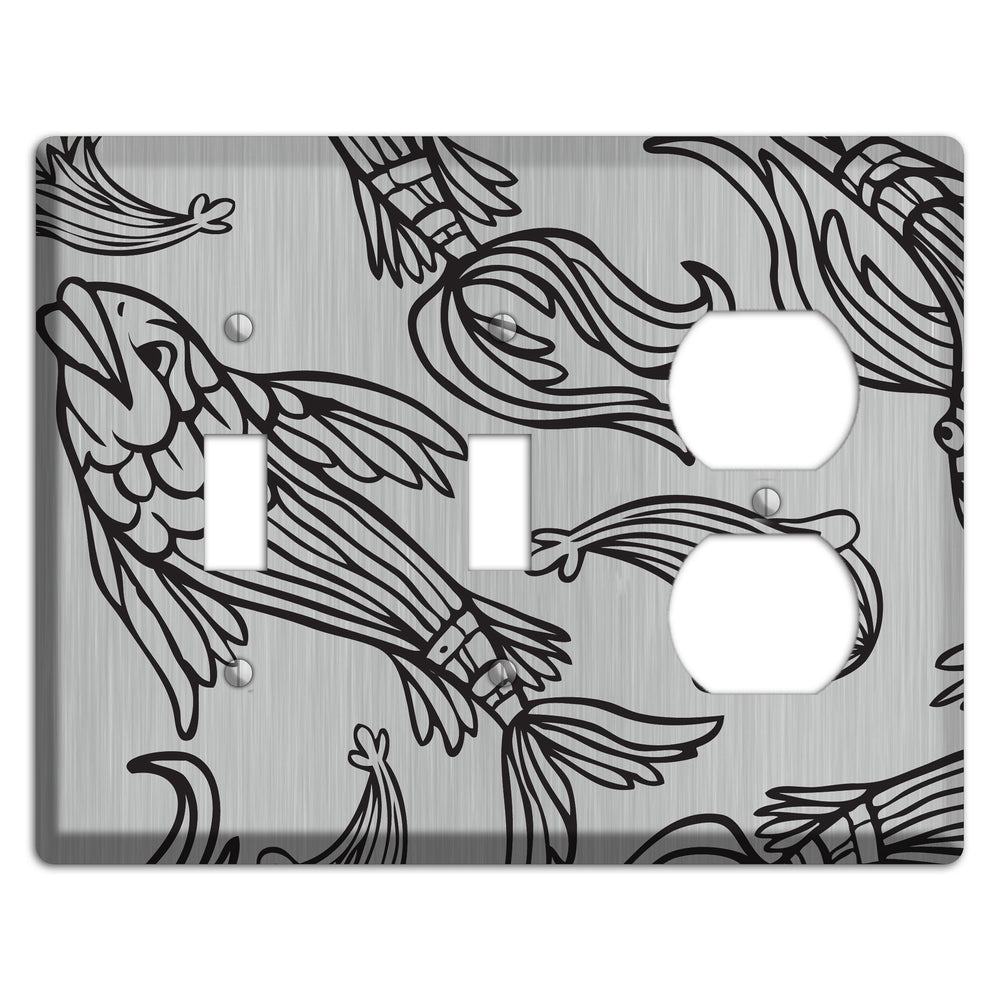 Black Koi Stainless Steel 2 Toggle / Duplex Wallplate