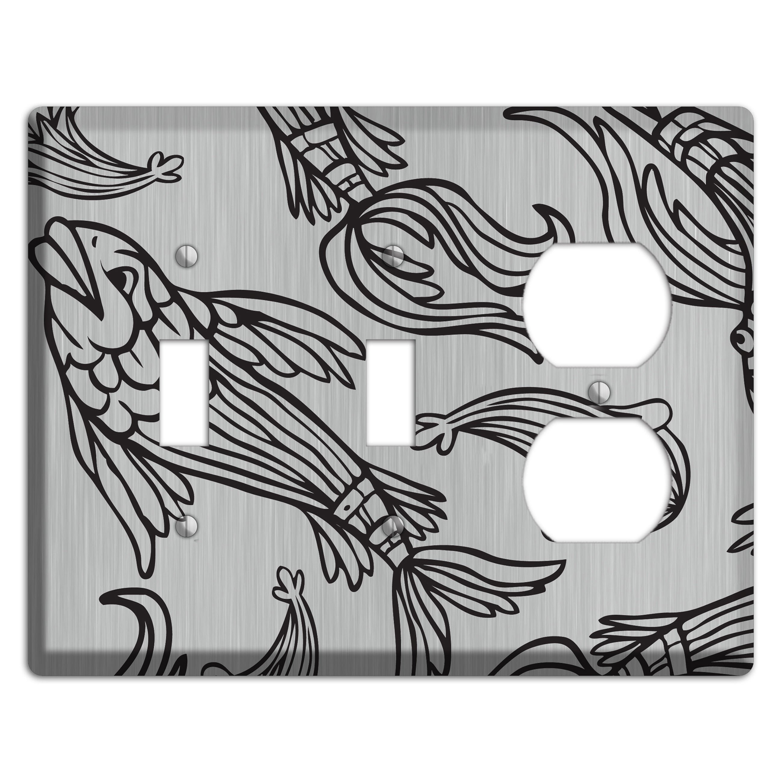 Black Koi  Stainless 2 Toggle / Duplex Wallplate