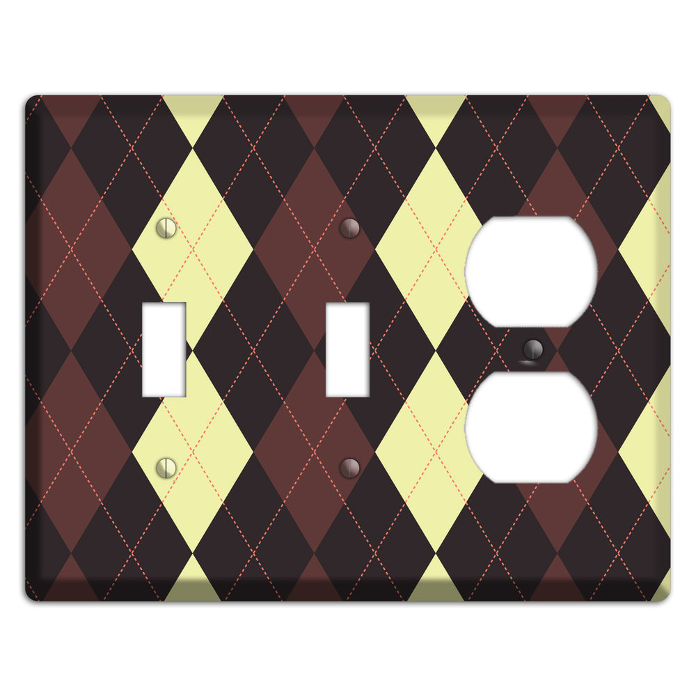 Maroon and Yellow Argyle 2 Toggle / Duplex Wallplate