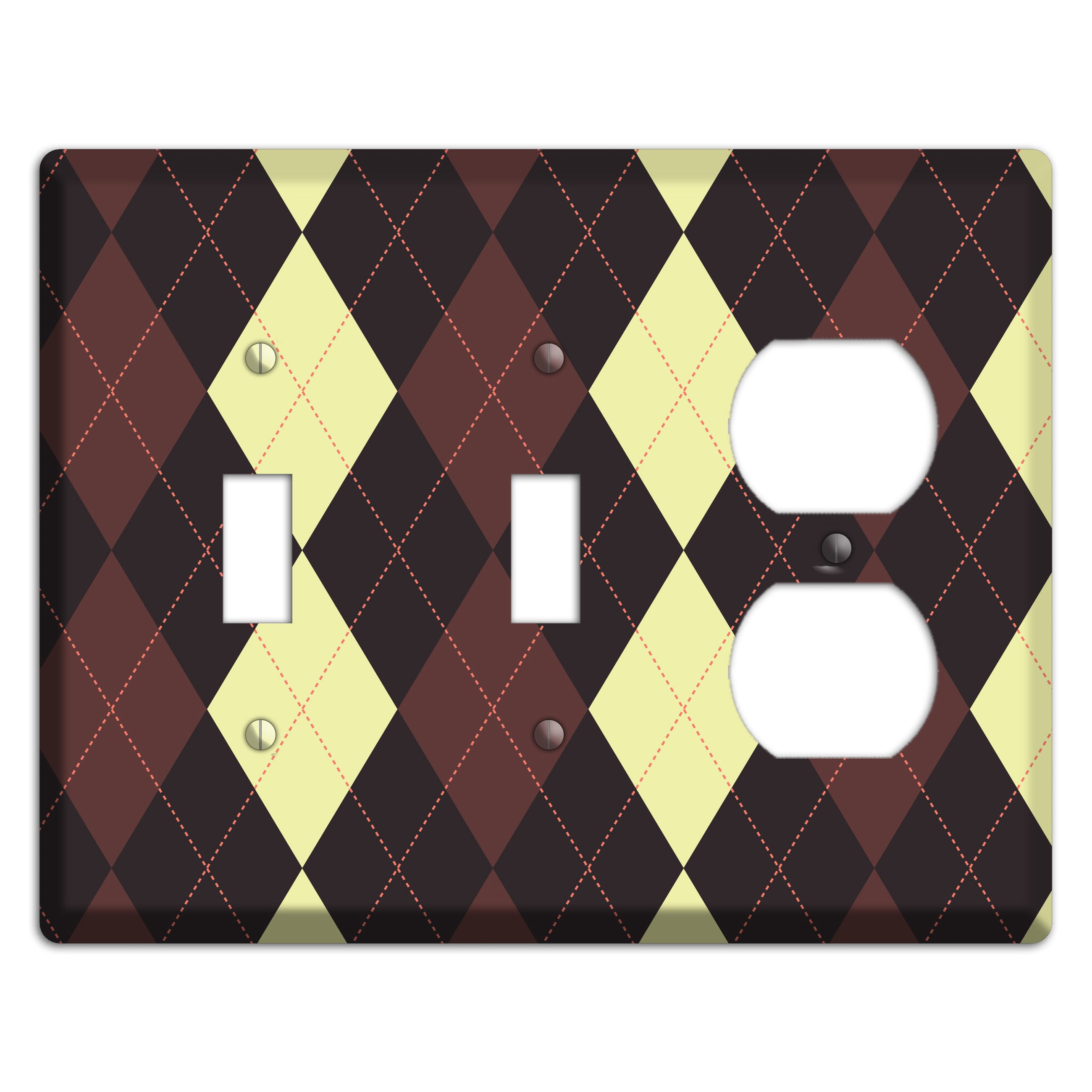 Maroon and Yellow Argyle 2 Toggle / Duplex Wallplate