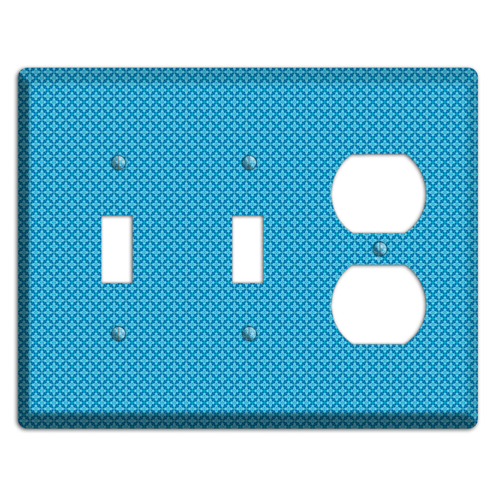 Multi Blue Checkered Quatrefoil 2 Toggle / Duplex Wallplate