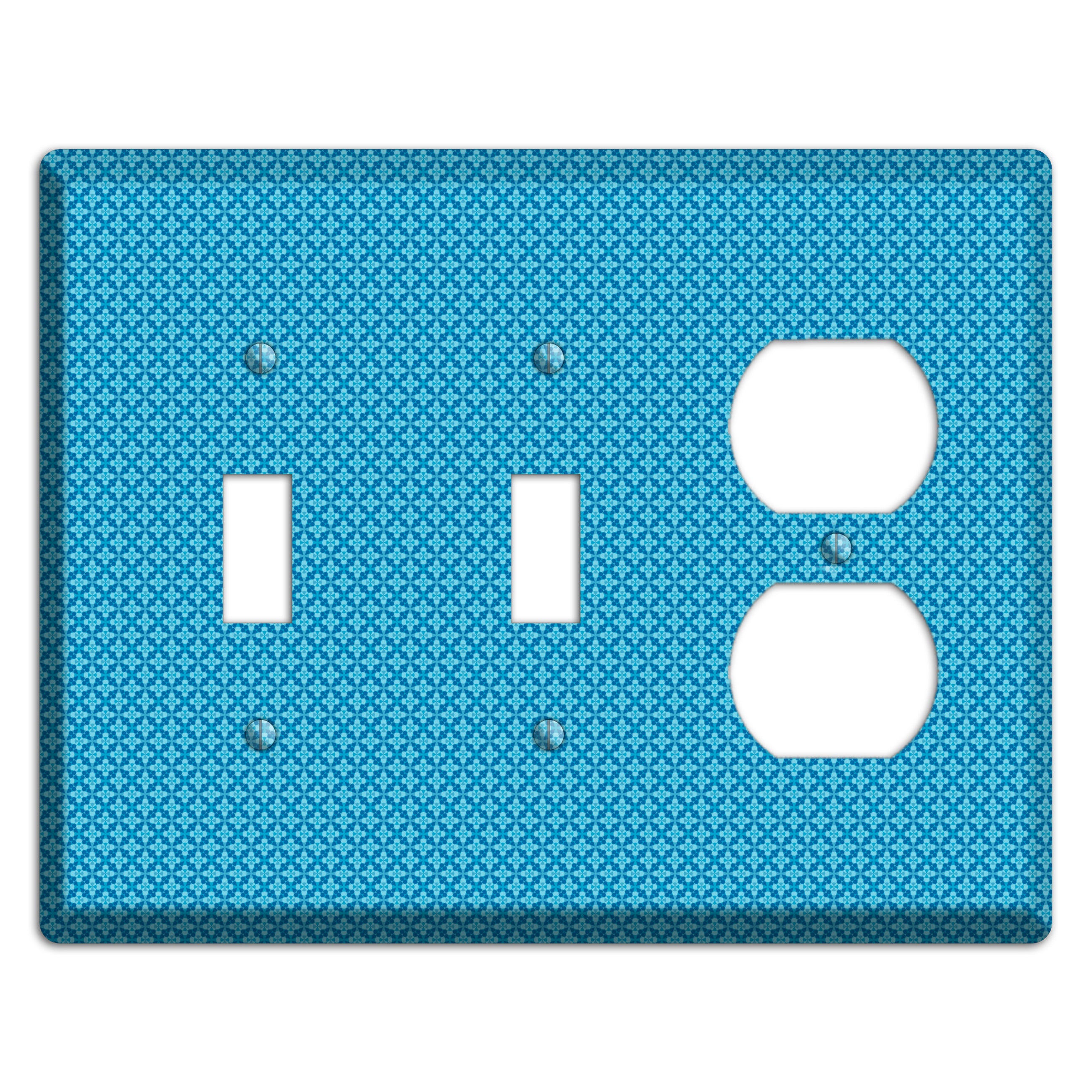 Multi Blue Checkered Quatrefoil 2 Toggle / Duplex Wallplate