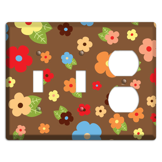 Brown Delicate Flowers 2 Toggle / Duplex Wallplate