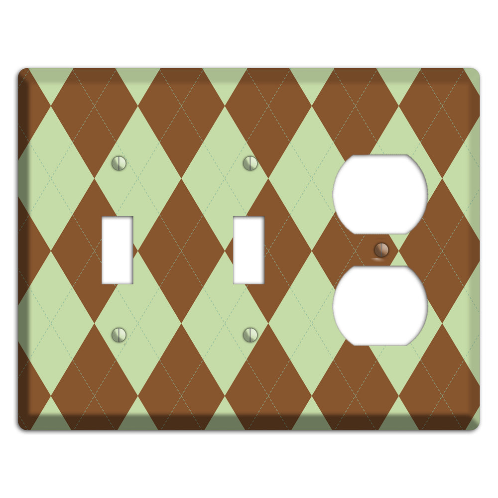 Brown and Green Argyle 2 Toggle / Duplex Wallplate