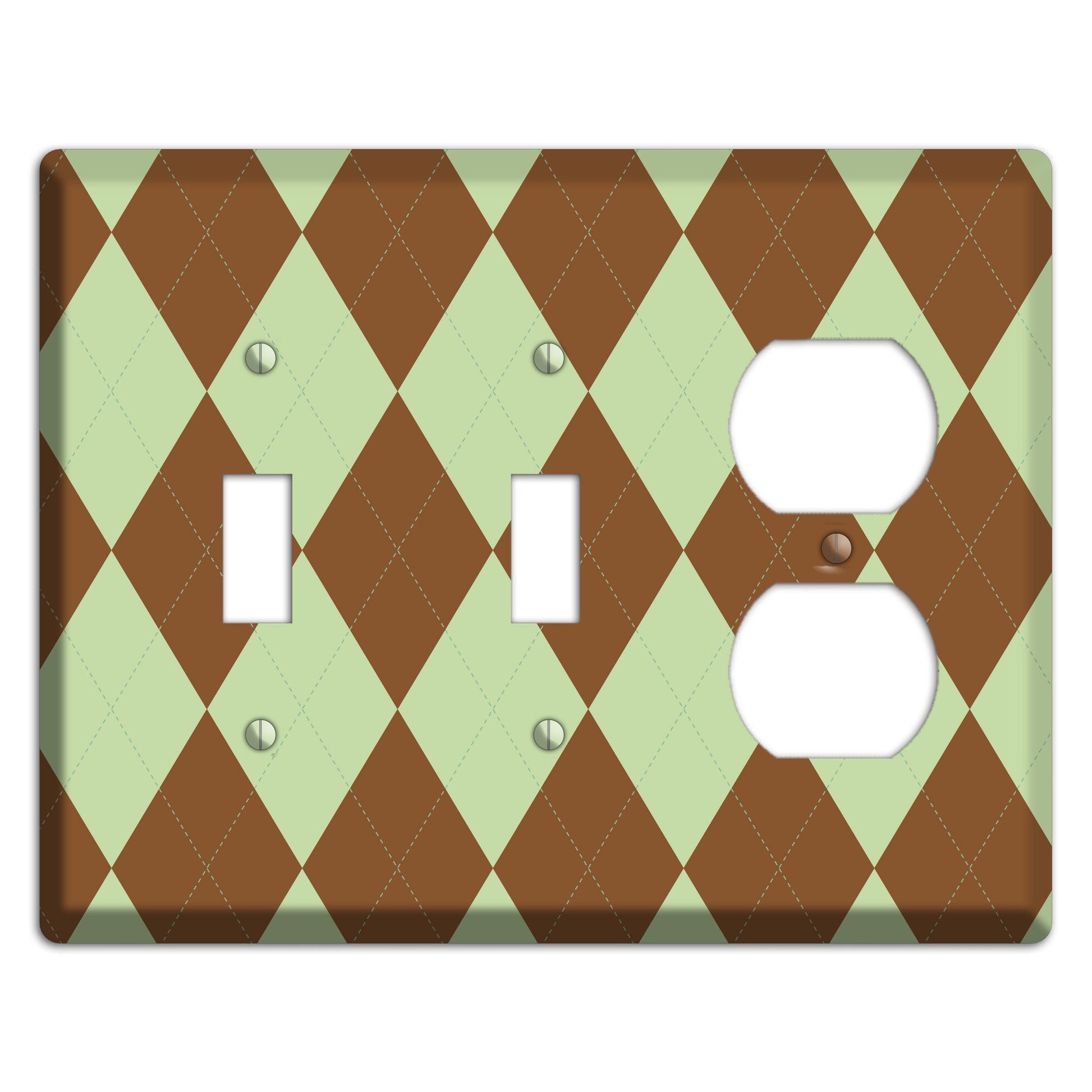 Brown and Green Argyle 2 Toggle / Duplex Wallplate
