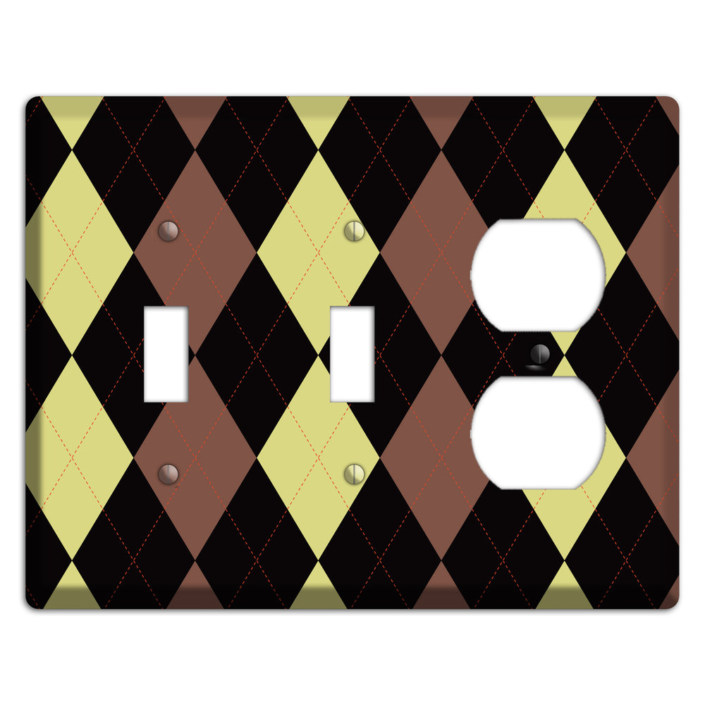 Yellow and Brown Argyle 2 Toggle / Duplex Wallplate