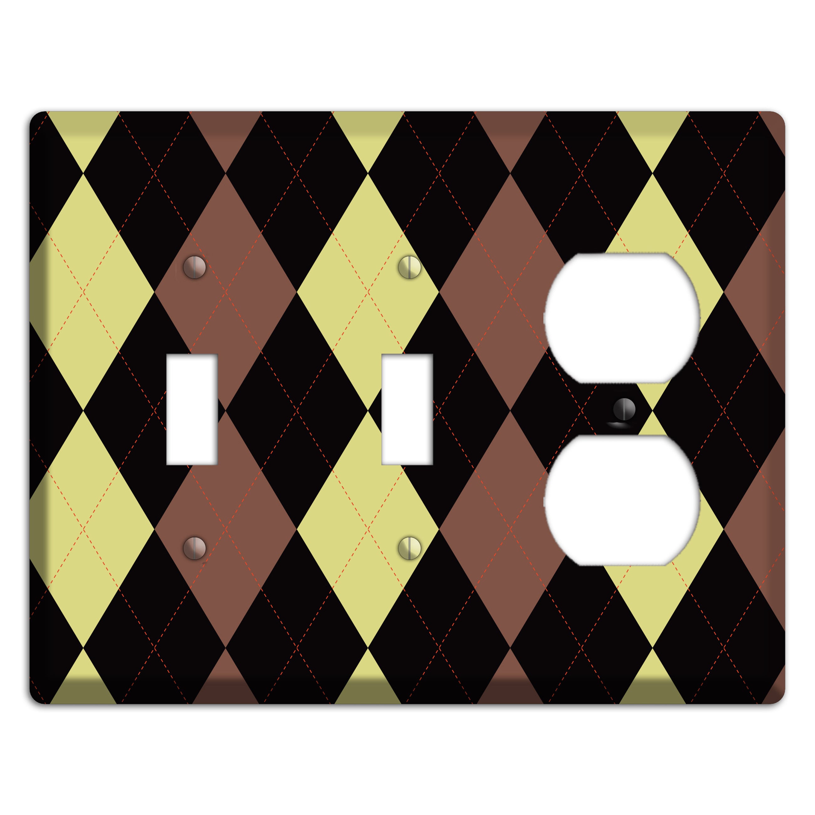 Yellow and Brown Argyle 2 Toggle / Duplex Wallplate