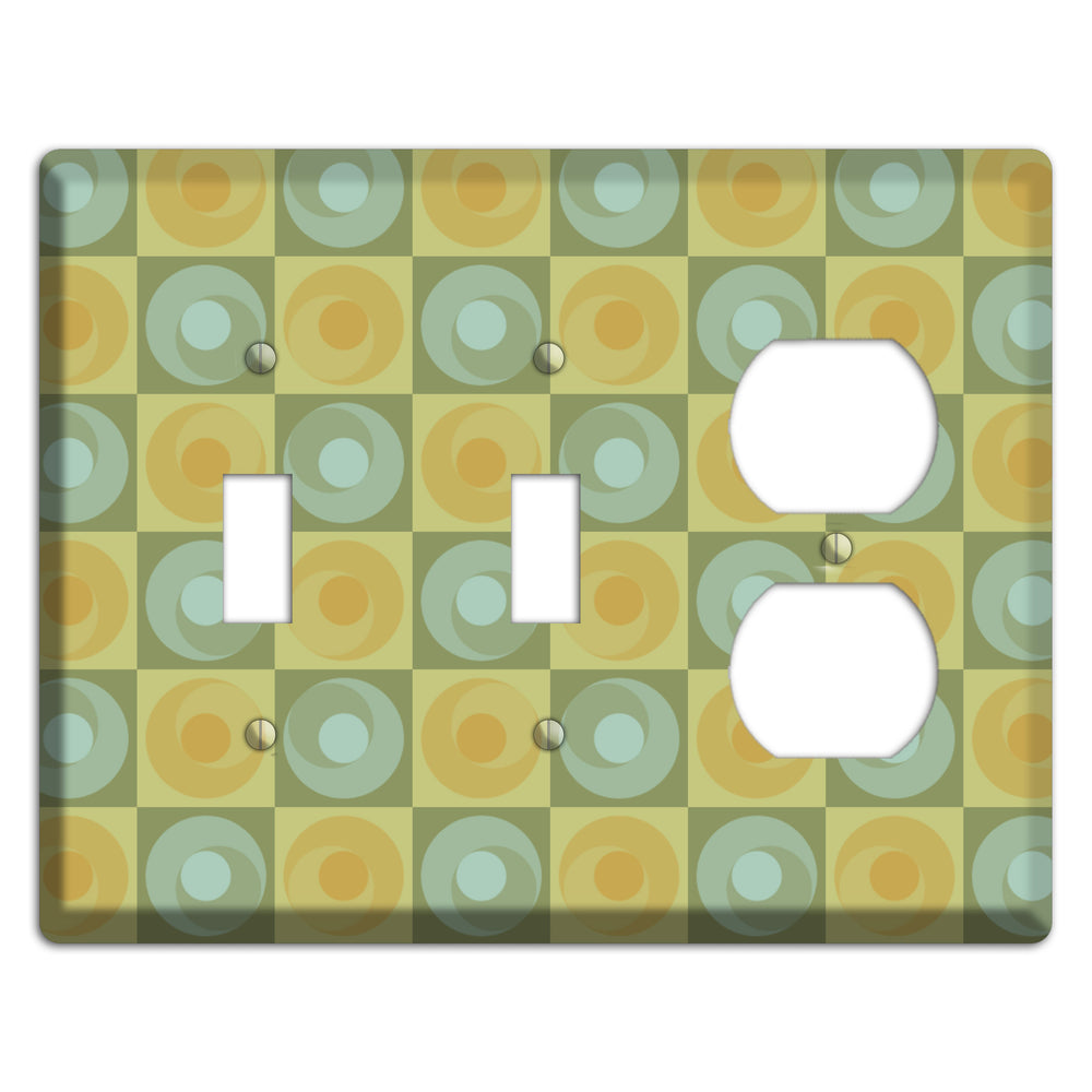 Multi Sage and Mustard Checked Circles 2 Toggle / Duplex Wallplate