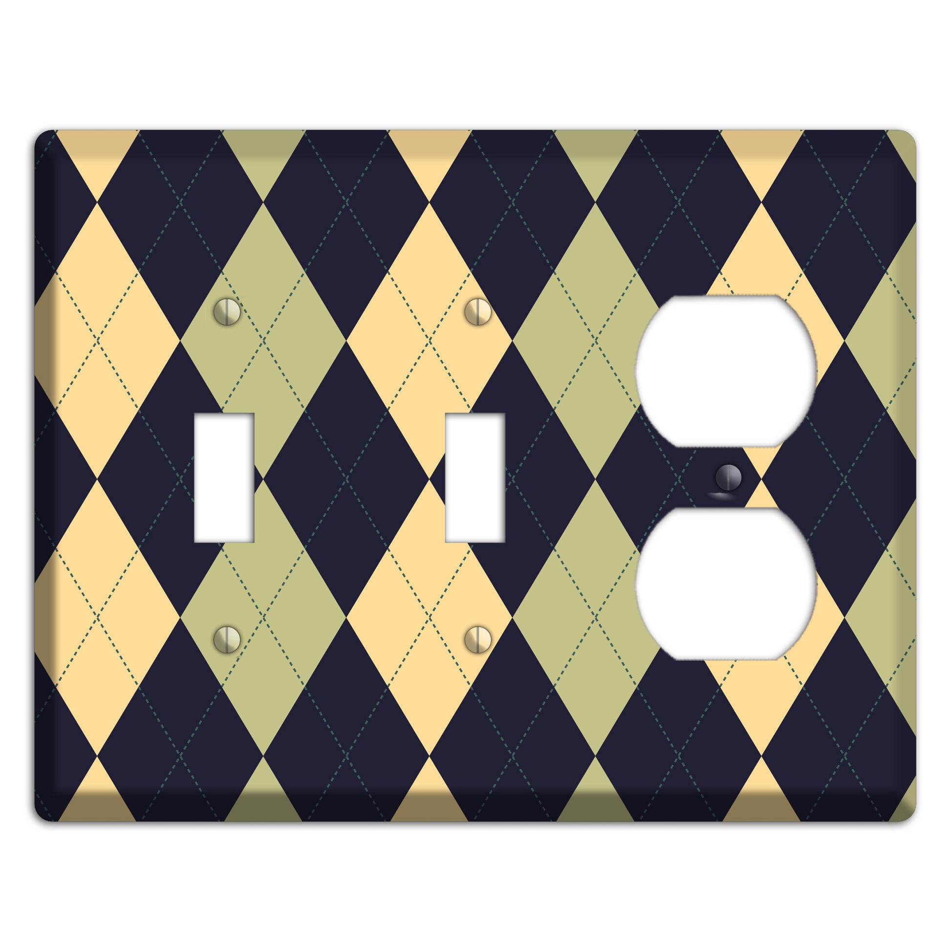 Yellow and Tan Argyle 2 Toggle / Duplex Wallplate
